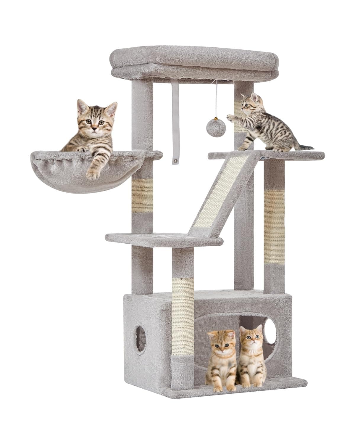 Taoqimiao Light Gray 38.2-Inch Cat Tree with Adjustable Baskets & Lux Perch MS029SW