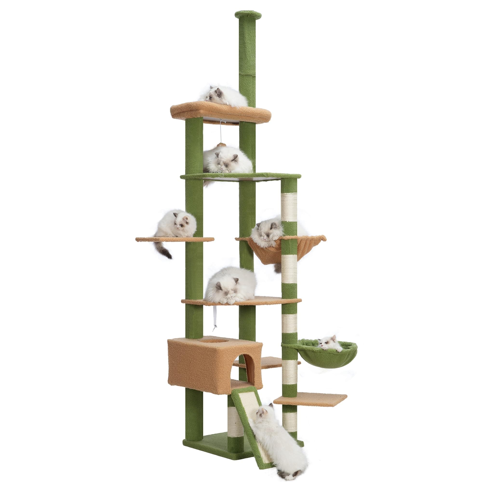 Adjustable Tall Cat Tree with Hammock and Scratching Posts