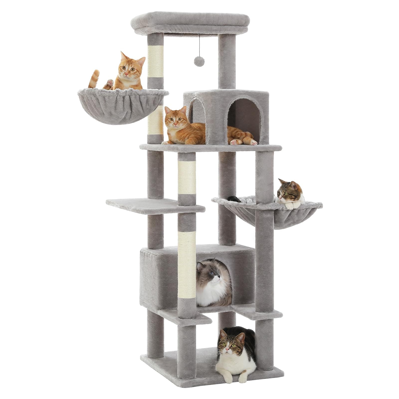 PEQULTI Super Large 66" Cat Tree for Indoor Adults Grey