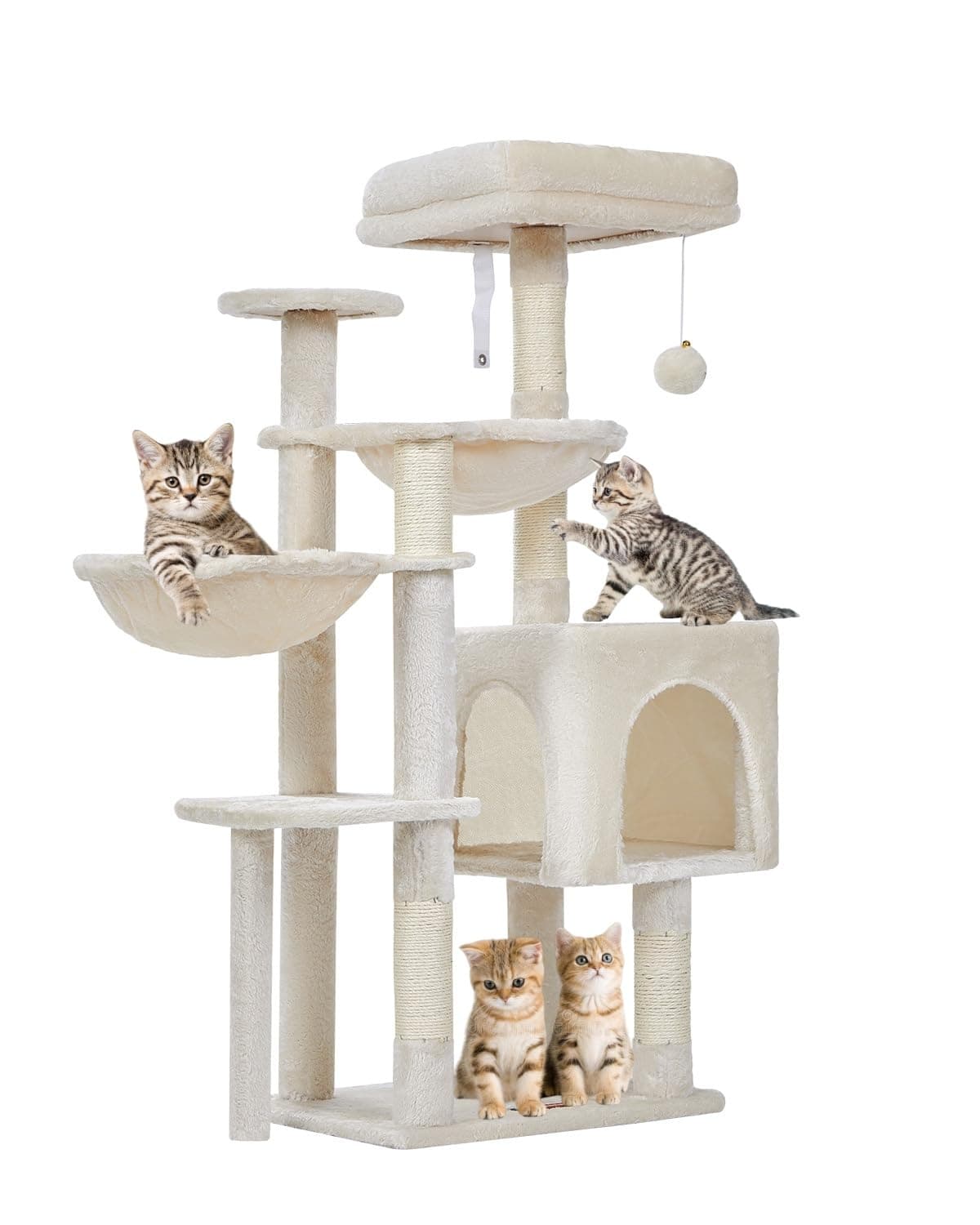 Taoqimiao Beige Gothic Cat Tree, 39.4-Inch Tower for Kittens