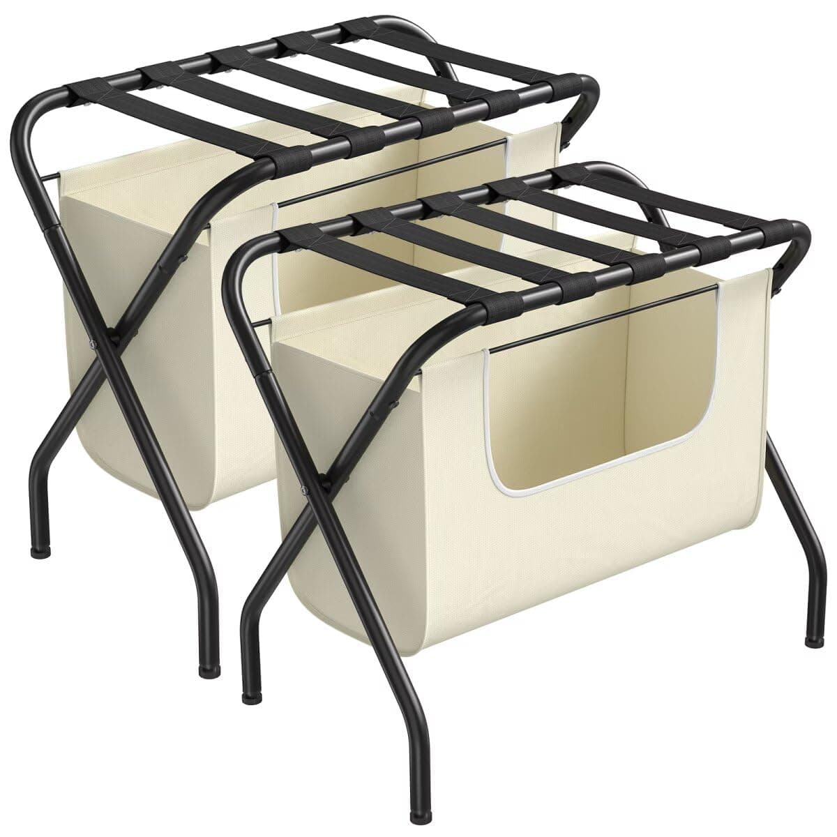 Elyken 2 Pack Luggage Rack, Dirty Clothes Storage, Max 110lbs, Black