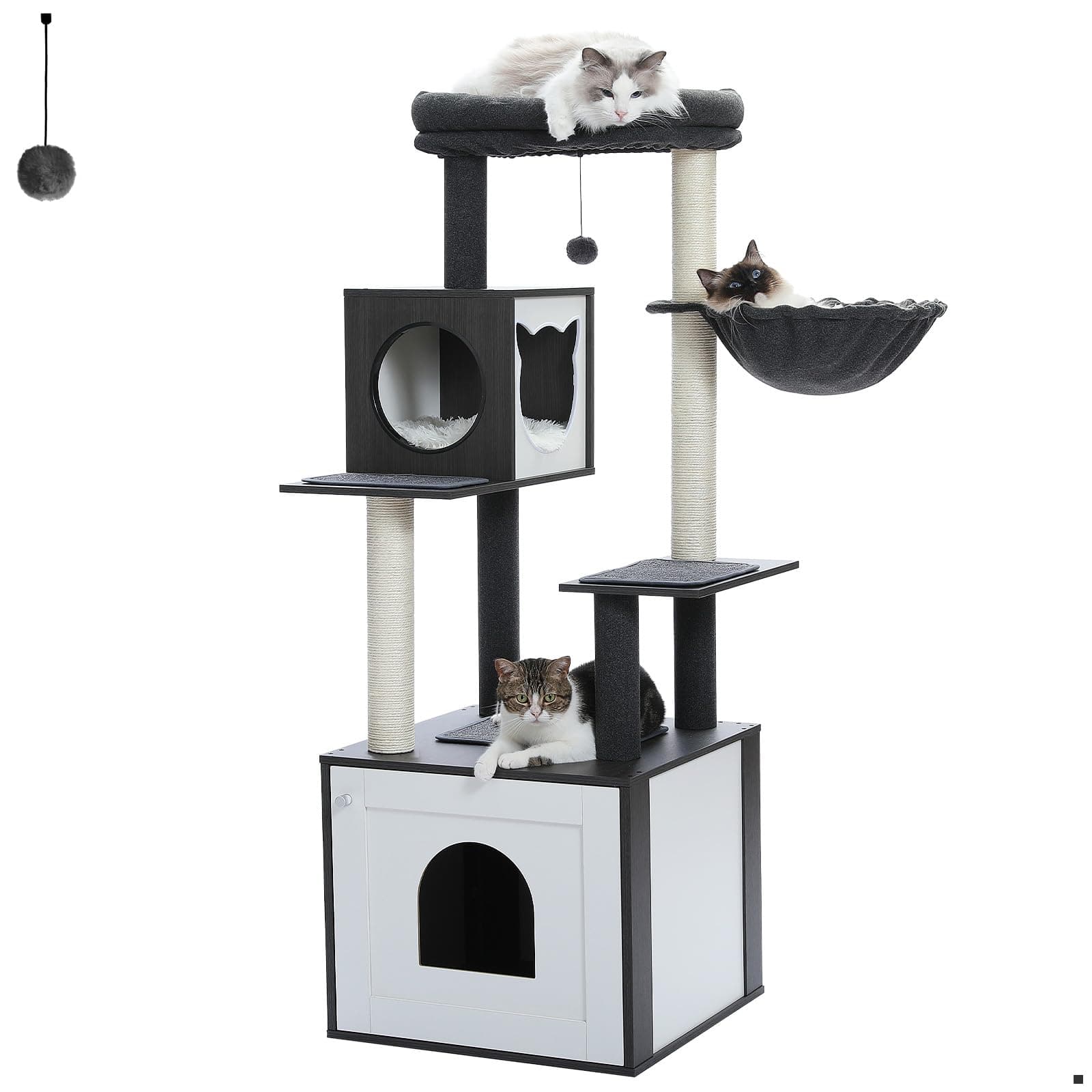 Cat Tower with Litter Box Enclosure for Large Cats