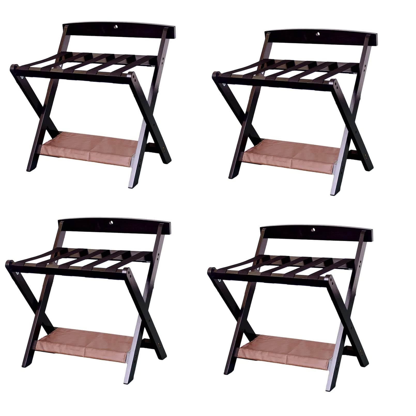 Professional Black Wooden Luggage & Shoe Rack for Guest Rooms