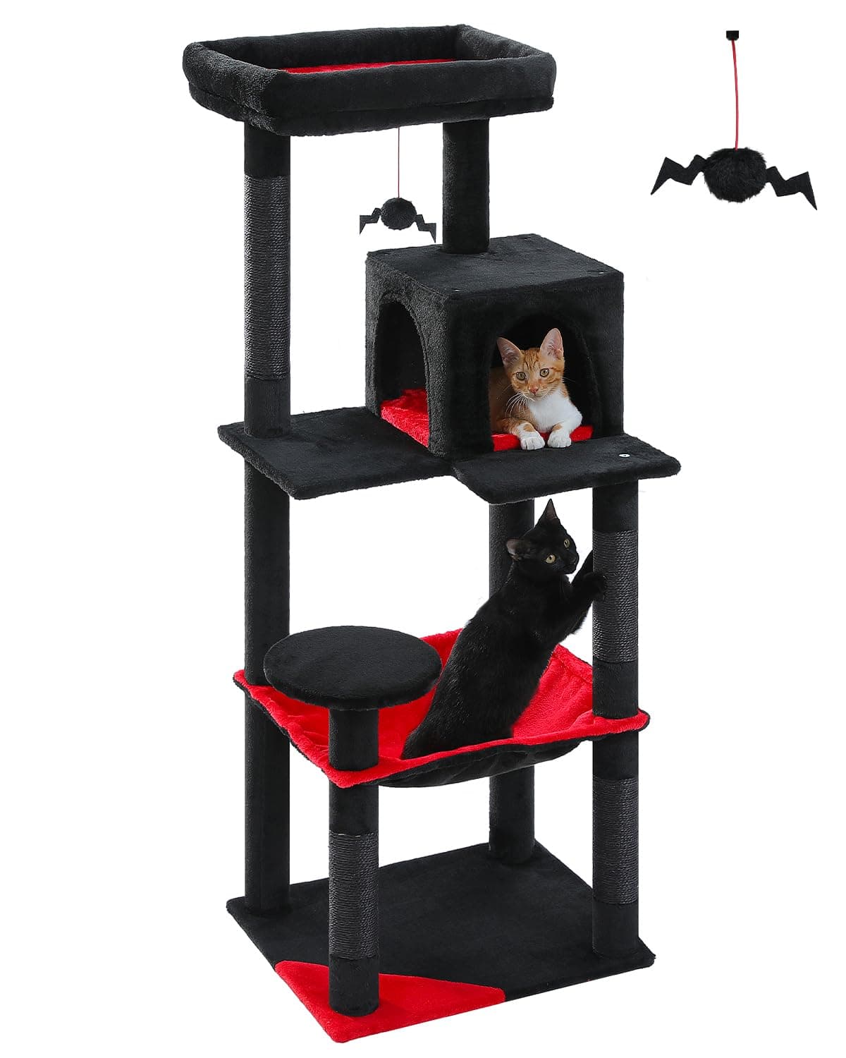 Black Gothic Cat Tree with Large Hammock & Scratching Posts