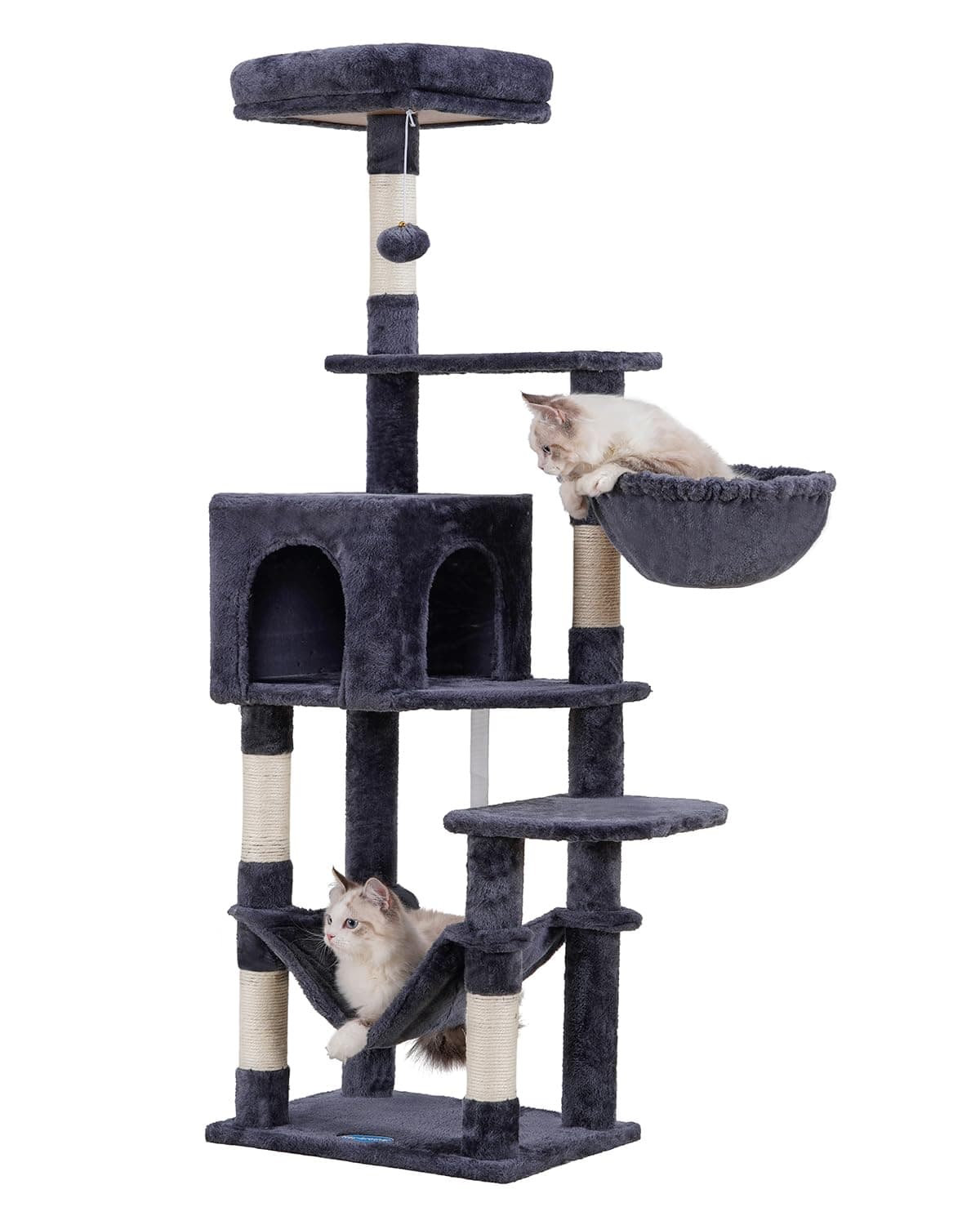 Smoky Gray Hey-brother Multi-Level Cat Tree with Hammock and Scratching Posts MPJ050G