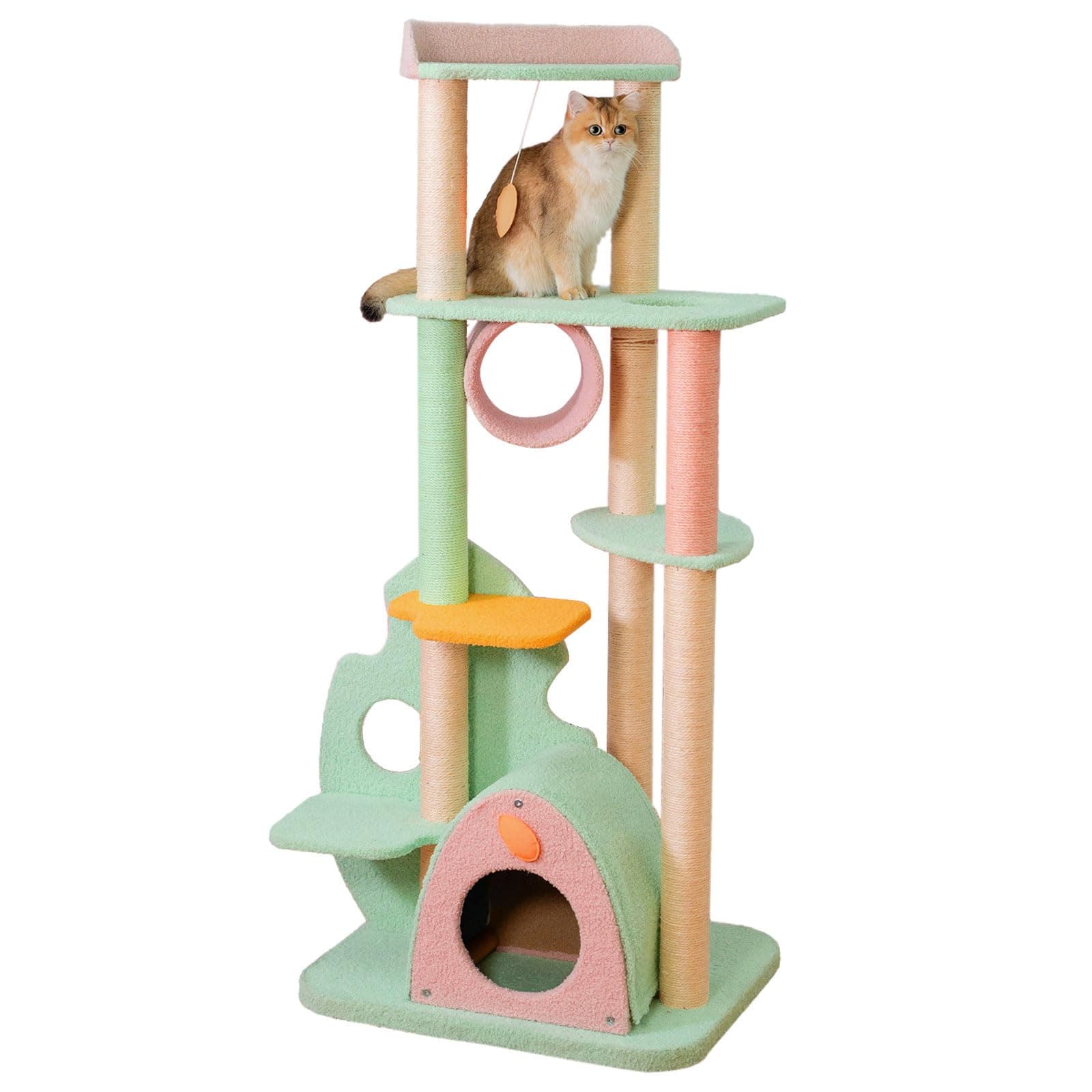 Happy & Polly Large Cat Tree - 57.1" Tall Cat Tower for Indoor Cats