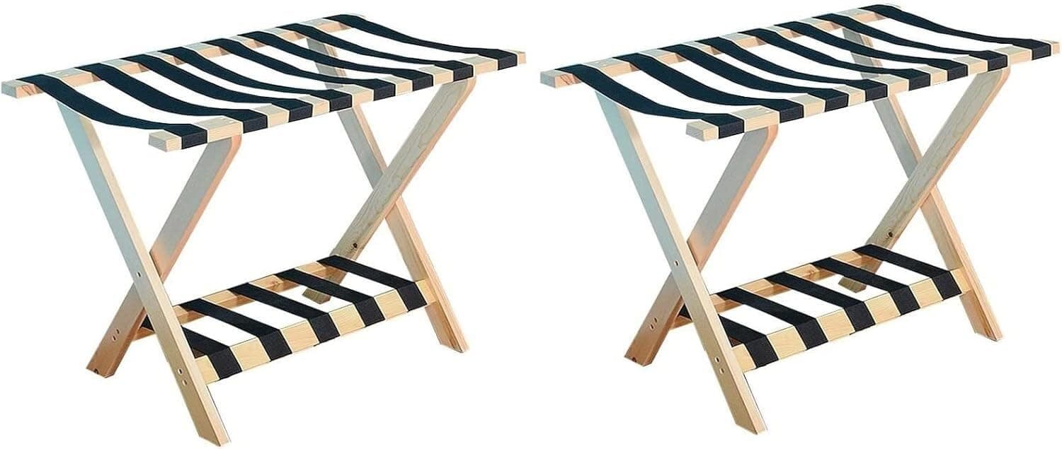 TIST Wood Color Foldable Suitcase Rack - Hotel Guest Room Set of 2