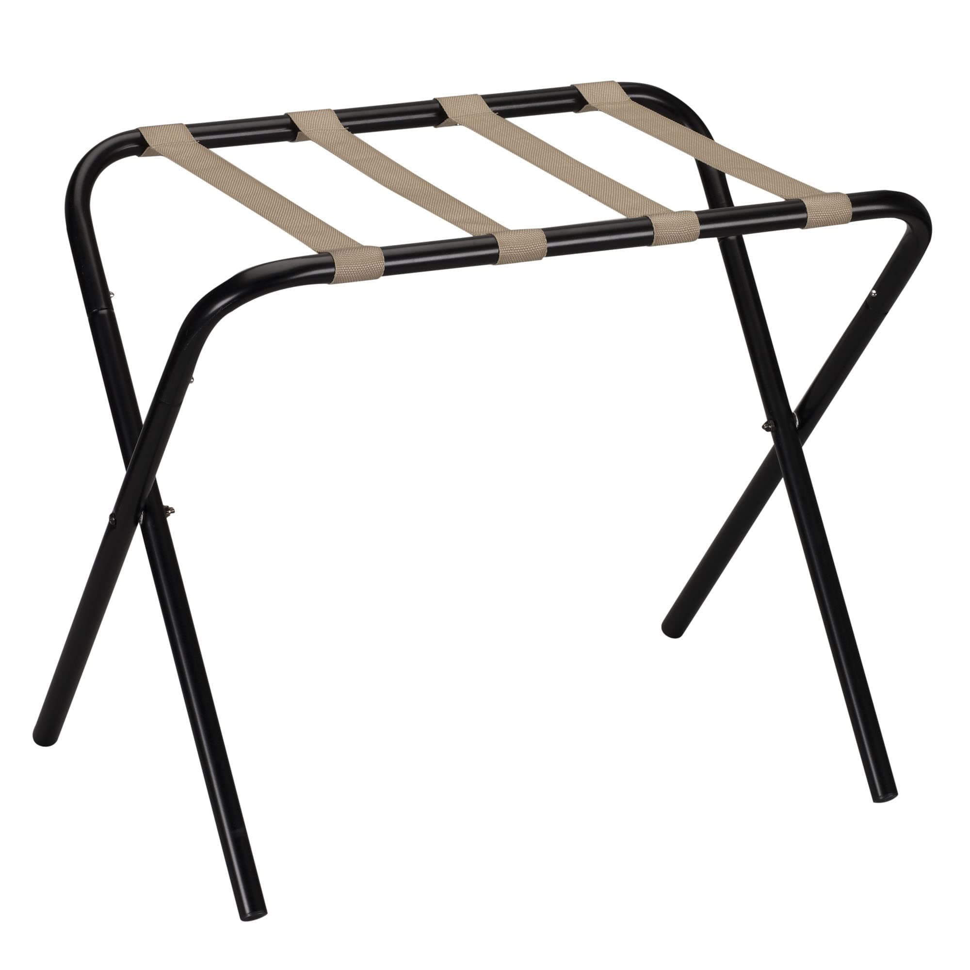 2126-1 Black Frame Khaki Straps Folding Luggage Rack