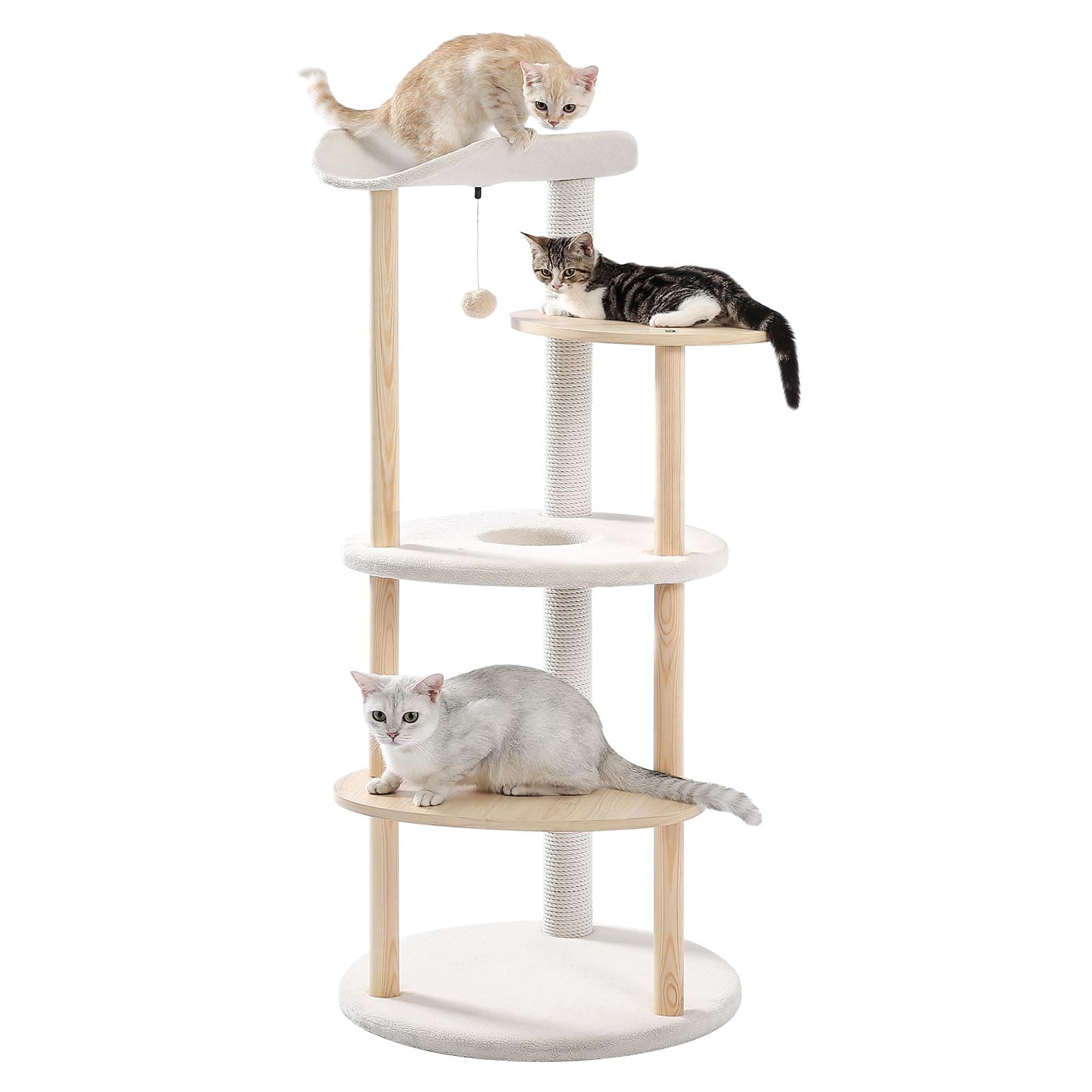 PetepeLA 5-Level Cat Tree for Indoor Cats Beige