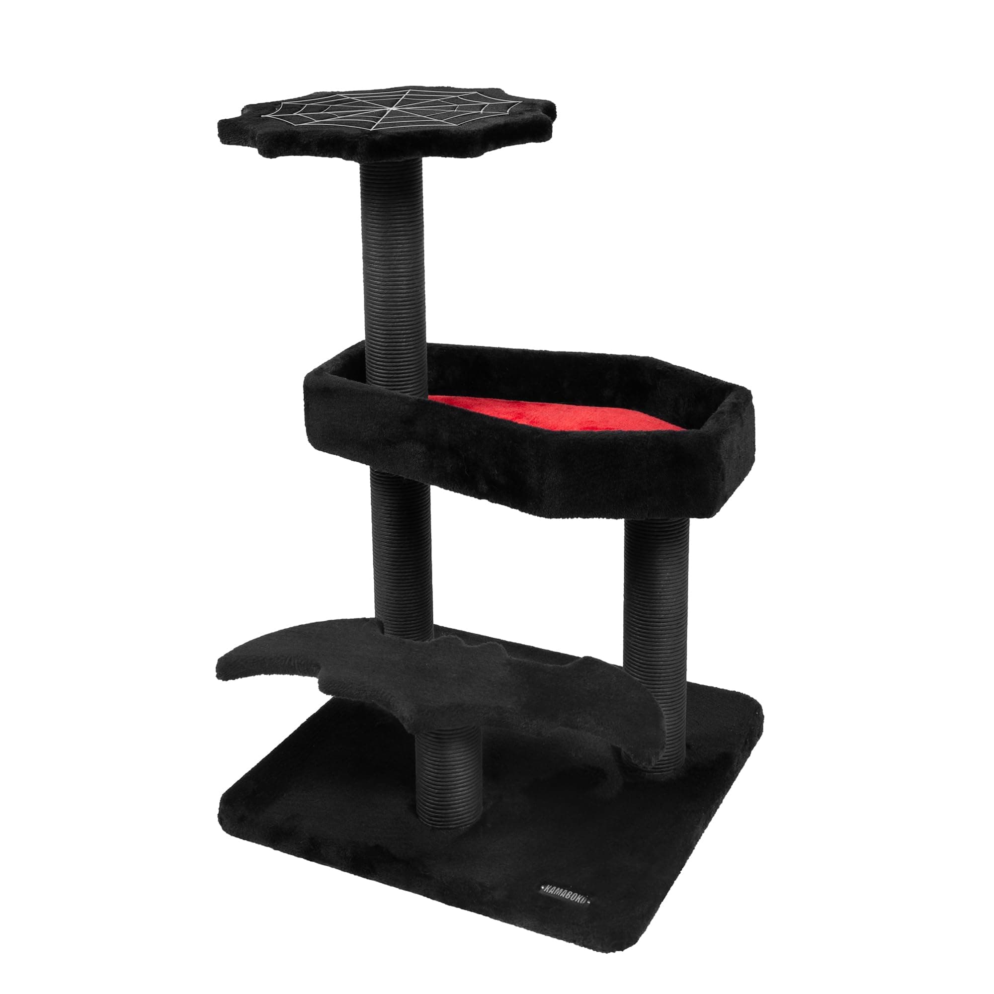 KAMABOKO Gothic Cat Tower with Coffin Bed - 30.3” Black and Red Design for Indoor Cats with Scratching Posts