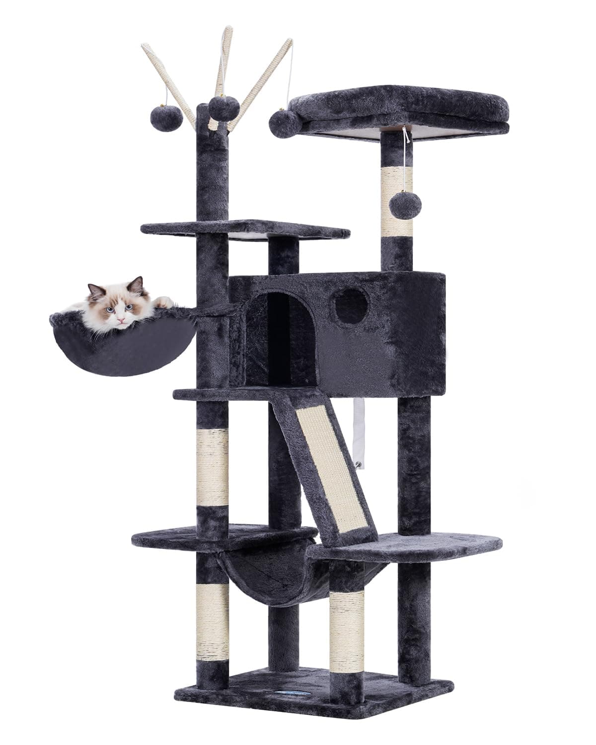 Smoky Gray MPJ019-SG Hey-Brother 53" Cat Tree for Indoor Cats