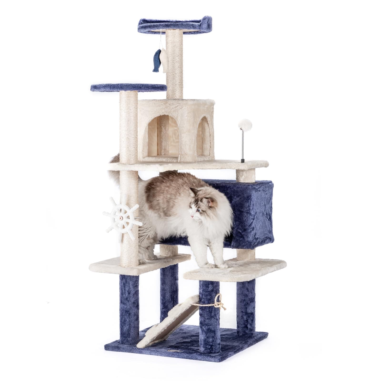 HYABI 53 Inch Ocean Theme Cat Tree Tower for Indoor Cats
