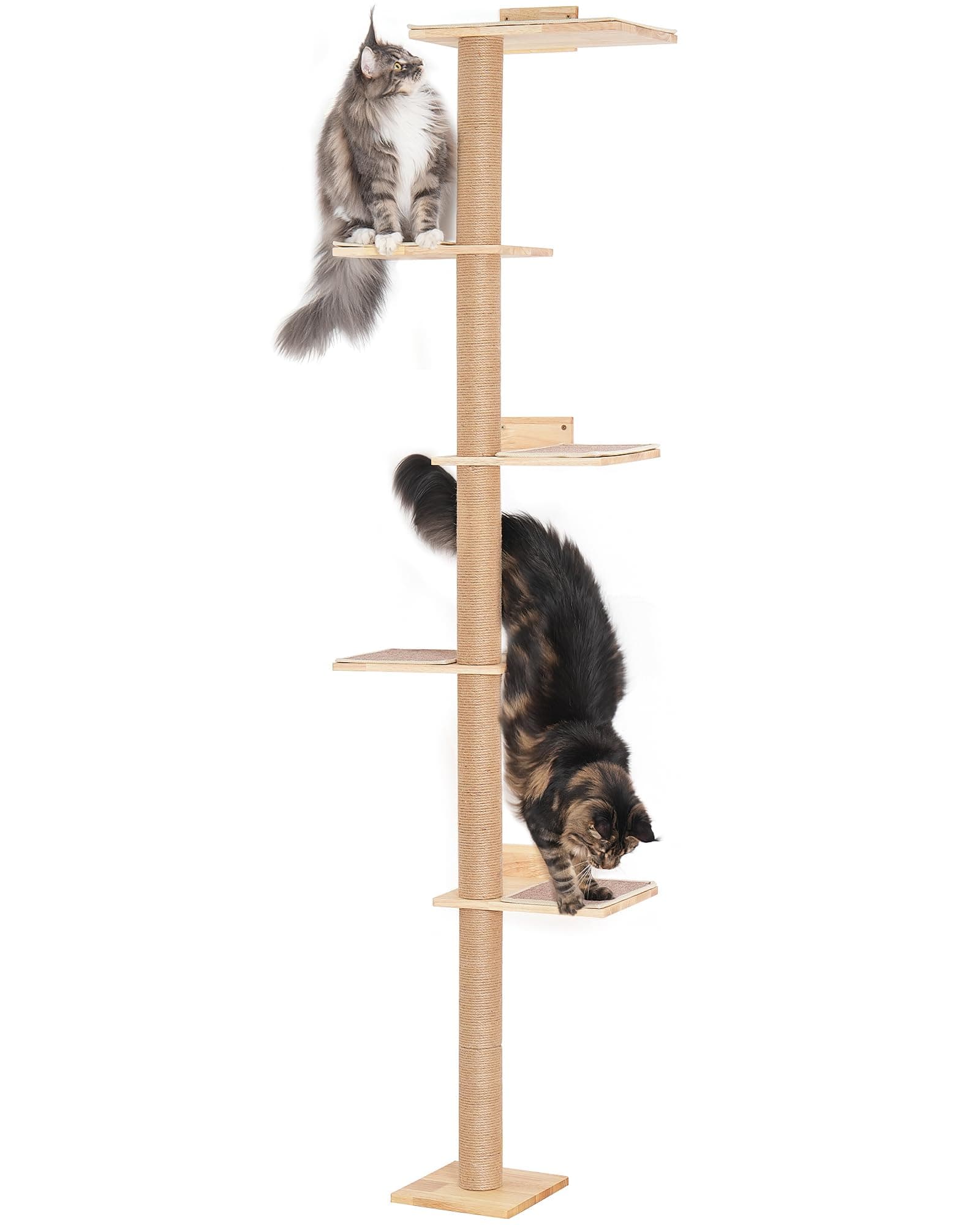 Large Wall Mounted Cat Tree with 5 Mats & Stairs, 80.3inch Tall Scratching Post