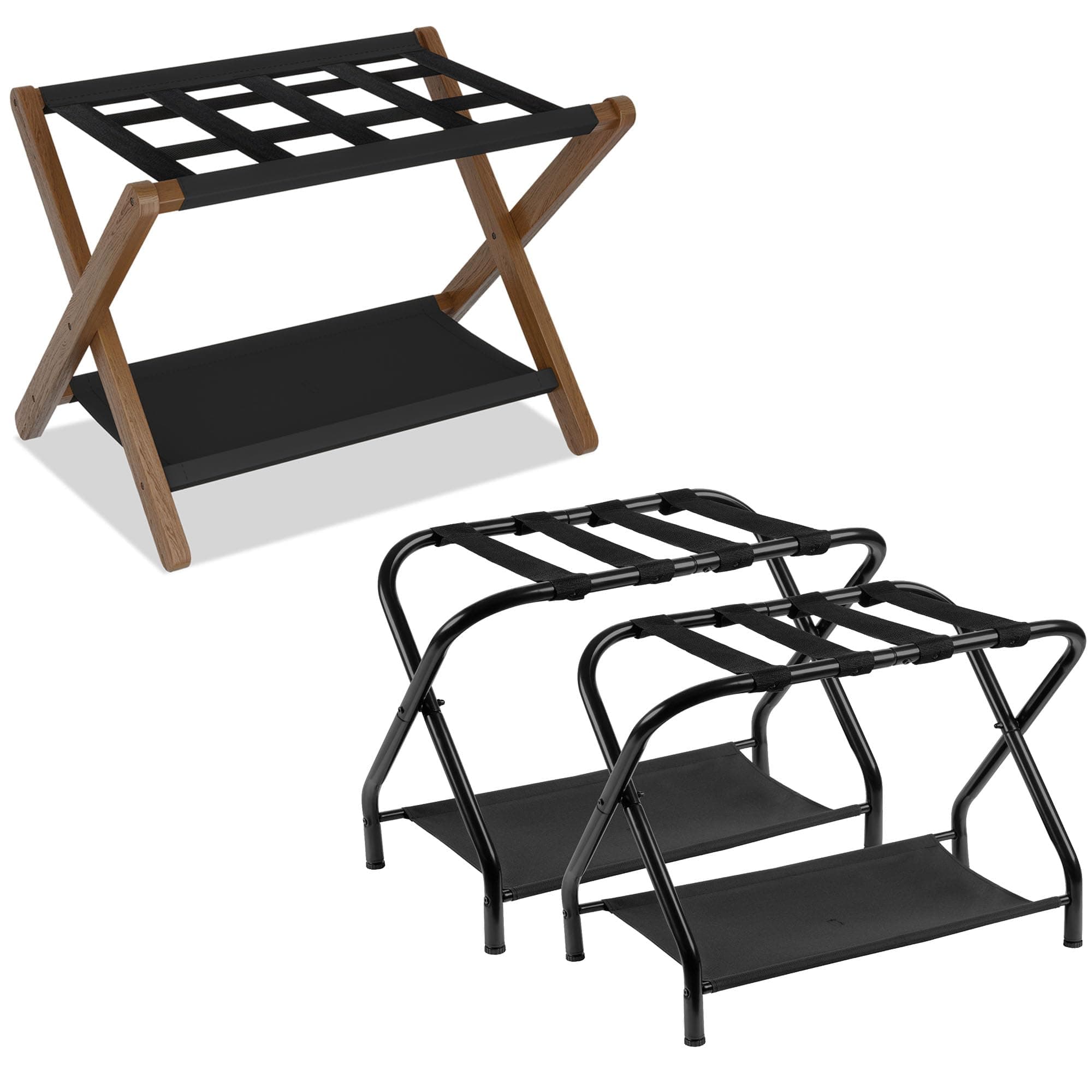 Heavy-Duty Folding Luggage Rack Set for Hotel Guest Room - Pack of 2