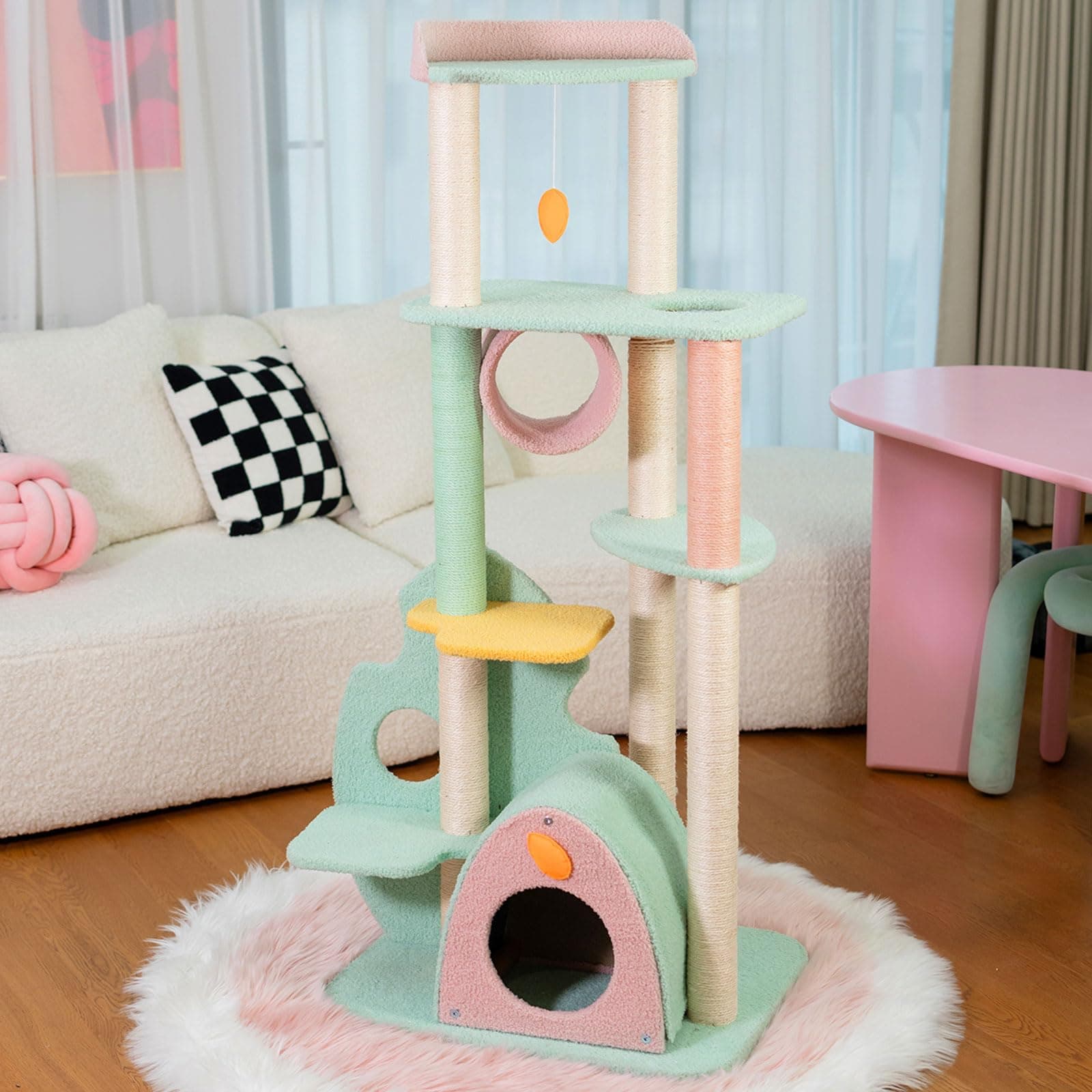 Happy & Polly Extra Large 57.5" Cat Tree with Sisal Scratching Posts & Cozy Perches