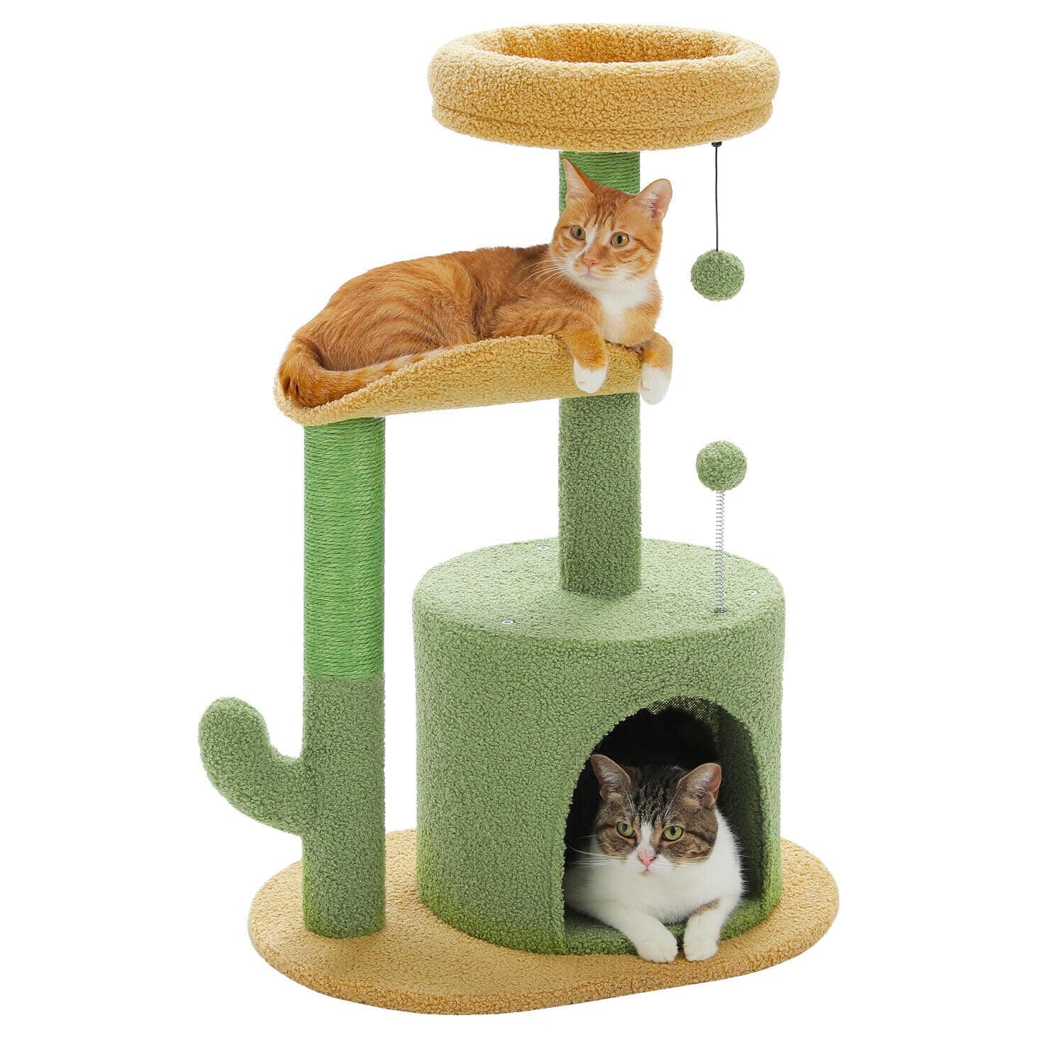 PAWZ Small Cat Tree with Curved Perch & Scratching Post-Green