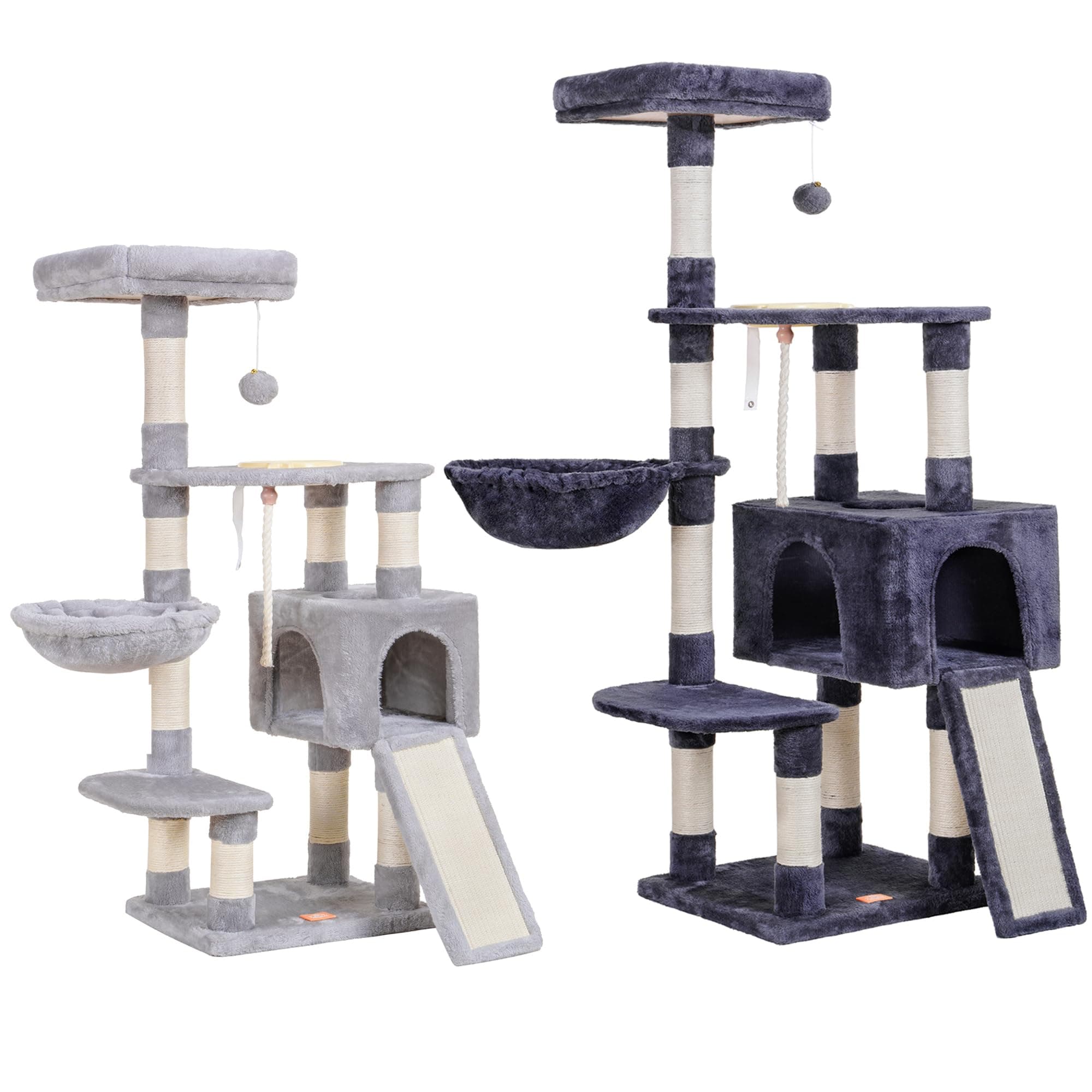 Multi-Level Cat Tree with Feeding Bowl and Scratching Board