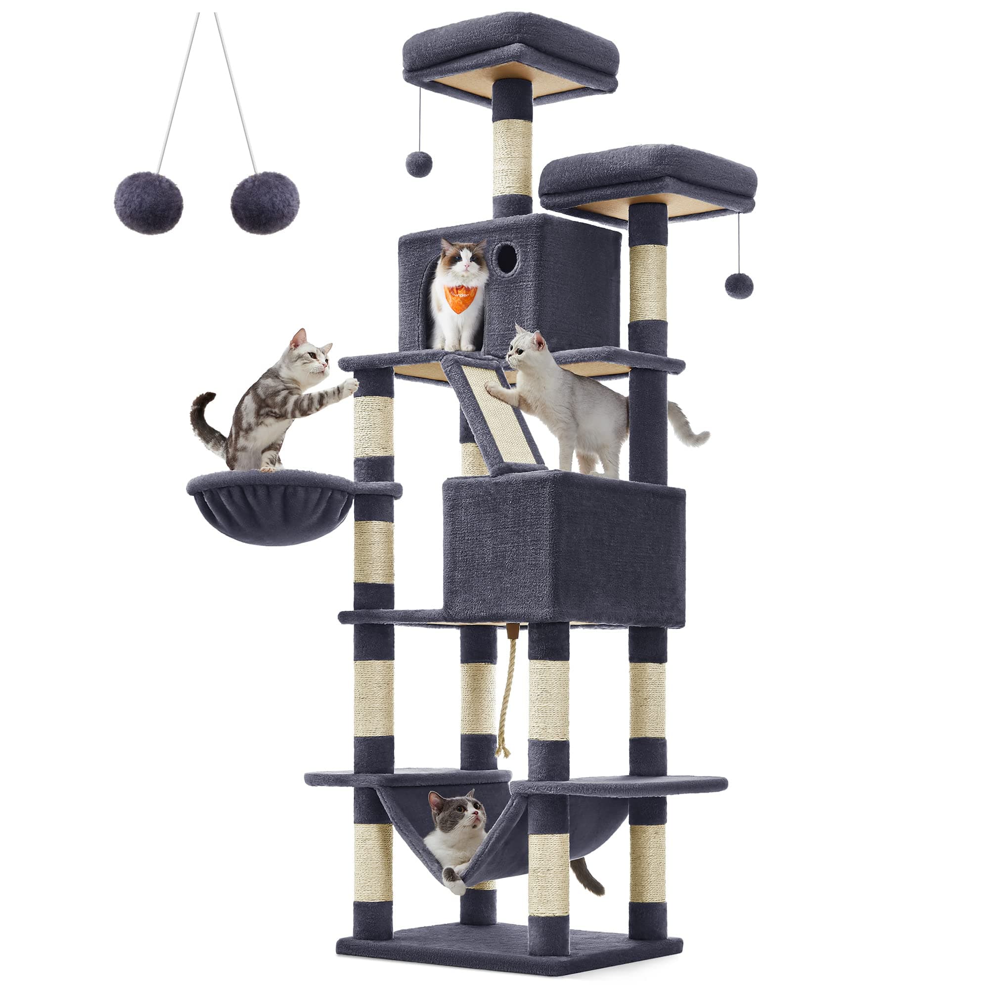 Feandrea Smoky Gray Large Cat Tree with 13 Scratching Posts & 2 Perches UPCT190G01
