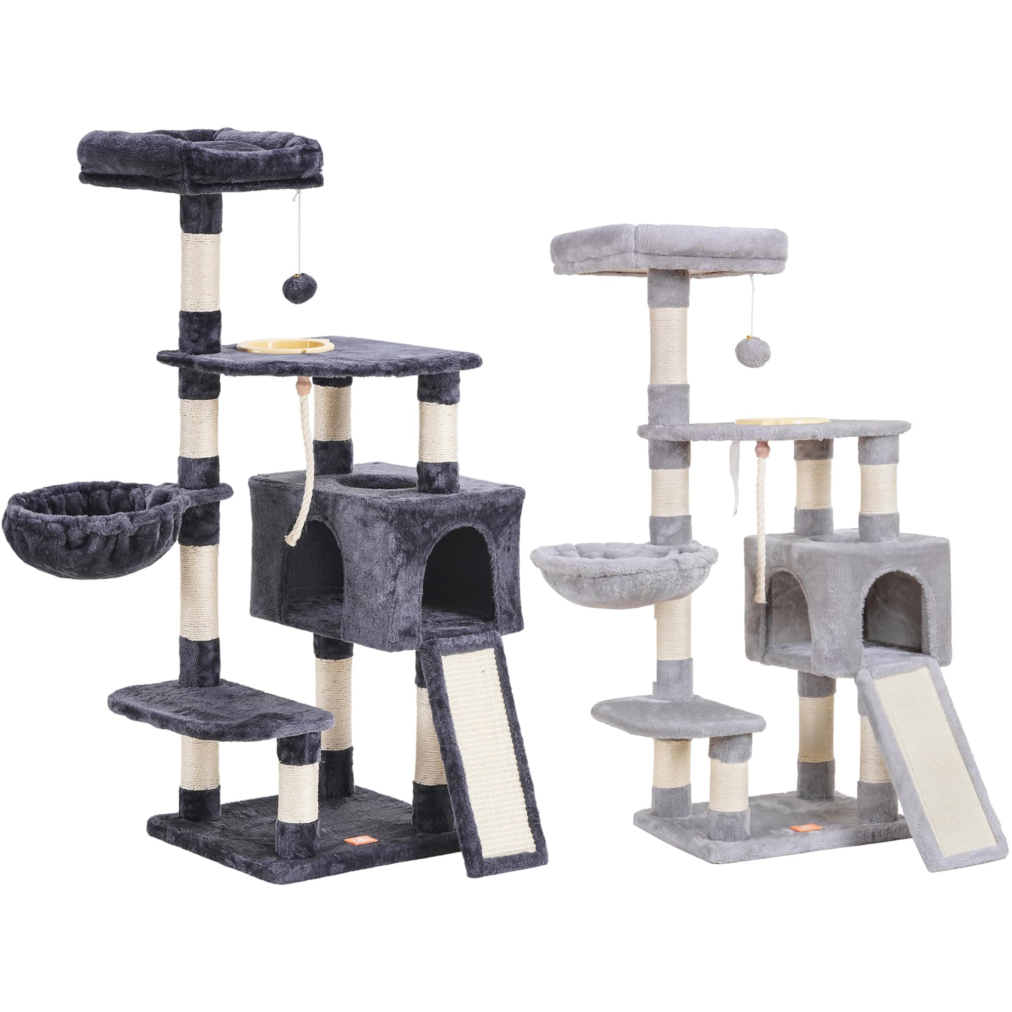 Heybly Multi-Level Cat Tree with Feeding Bowl and Scratcher