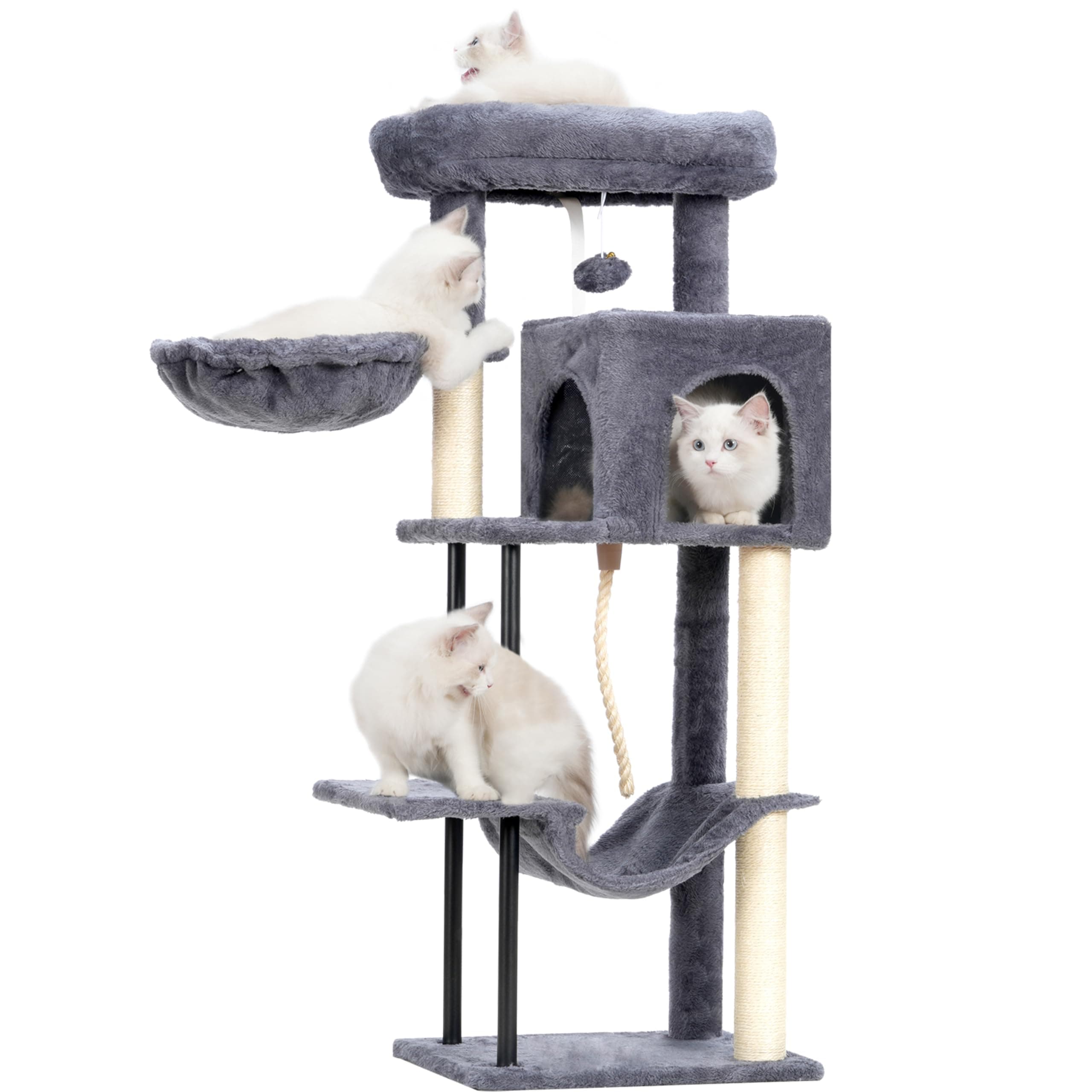 Smoky Gray 43.3 inch Sturdy Cat Tree Tower for Cats and Kittens
