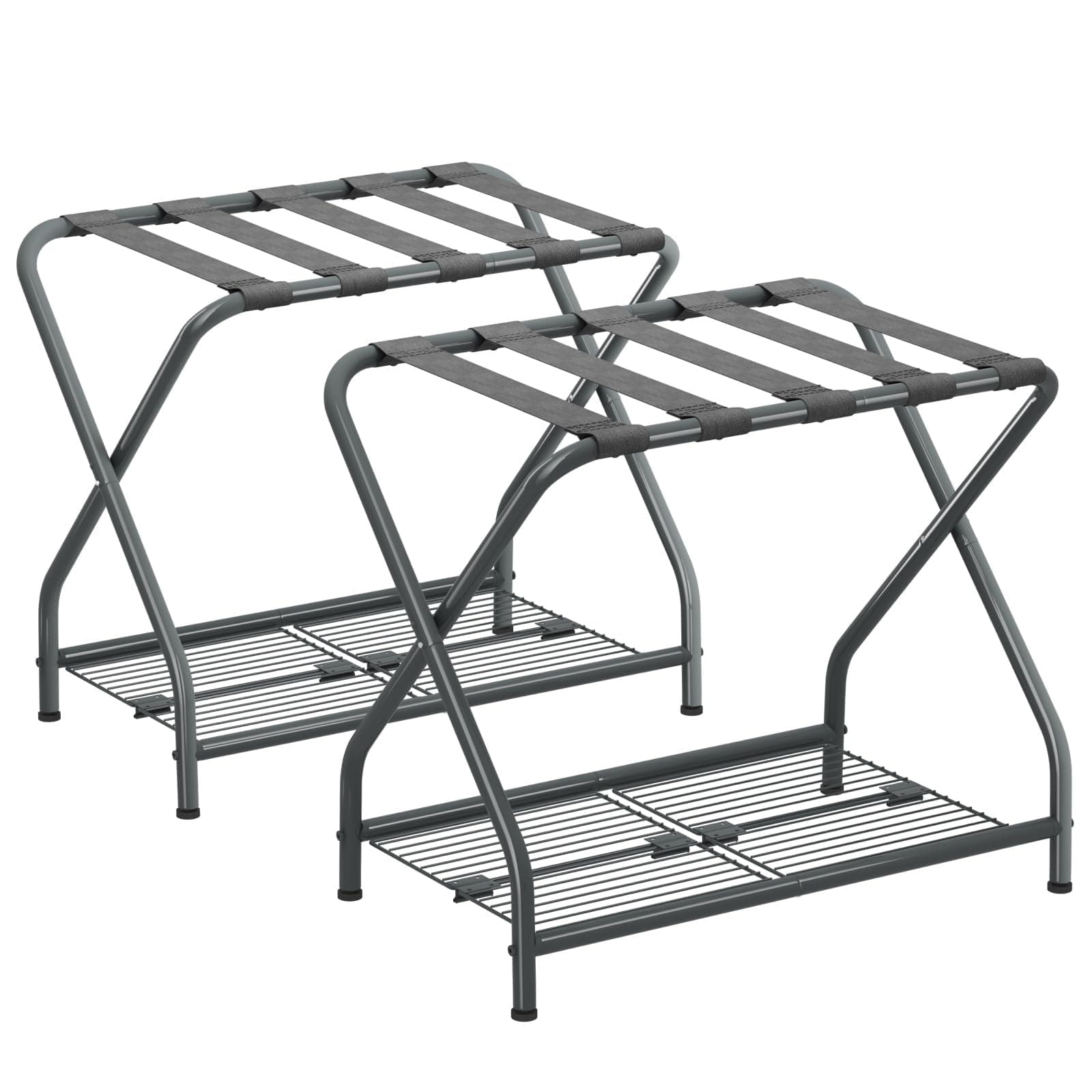 Foldable Suitcase Stand with Storage Shelf, LR-GY-1