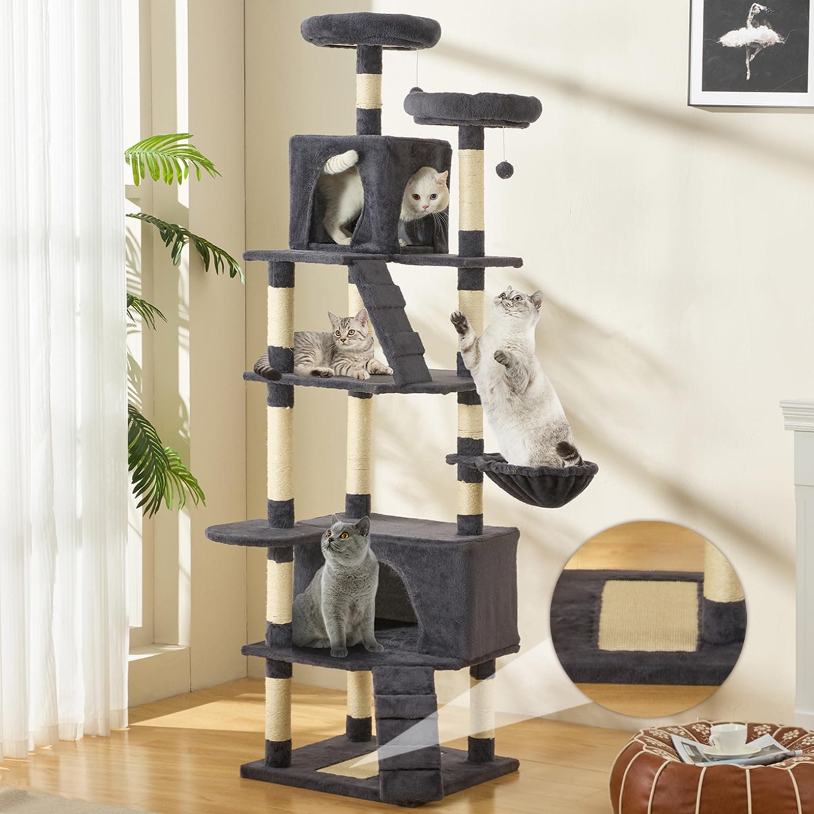 MDEAM Cat Tree 81 Inch Multi-Level Large Cat Tower for Large Cats