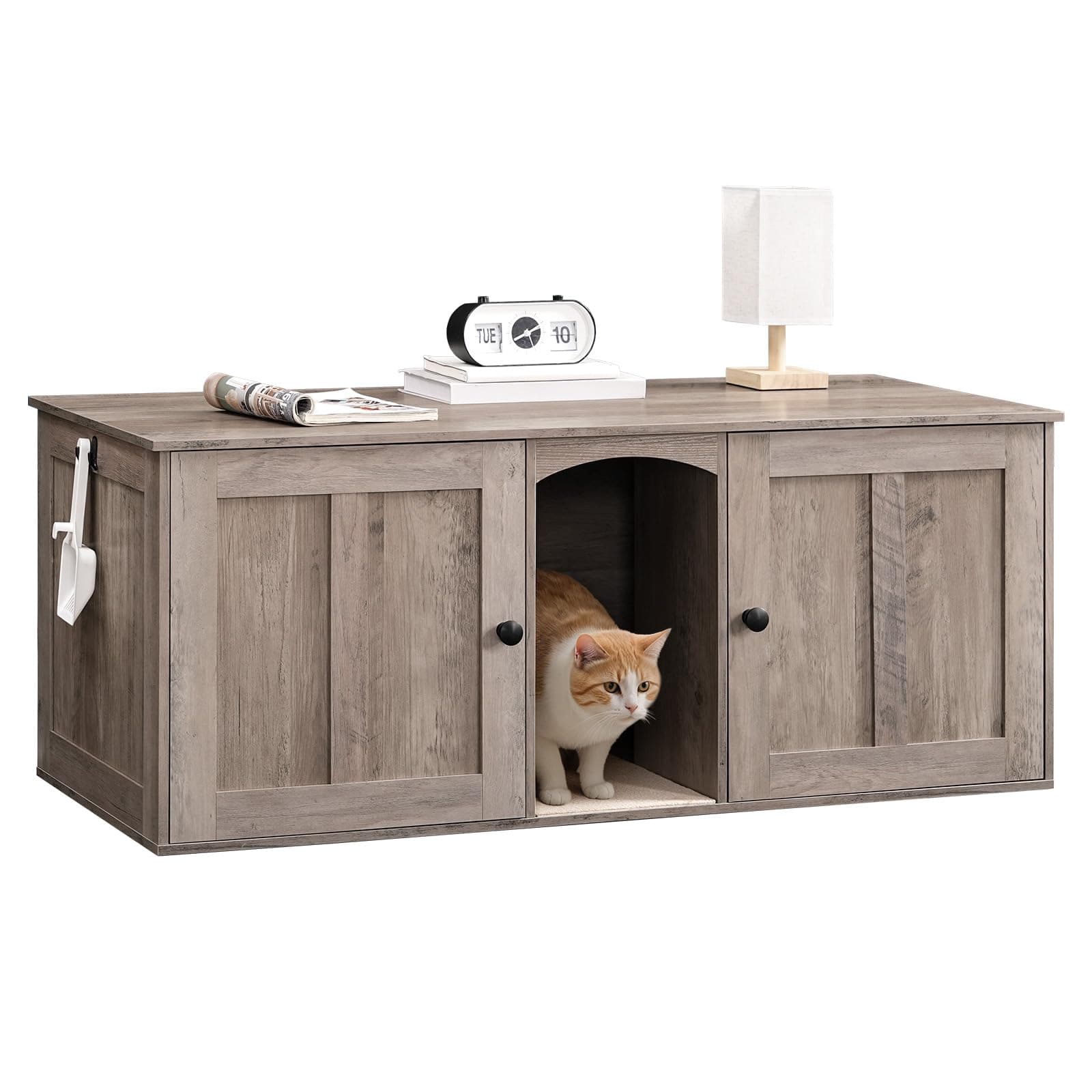 HOOBRO Greige Double Room Cat Litter Box, Perfect for 2 Cats