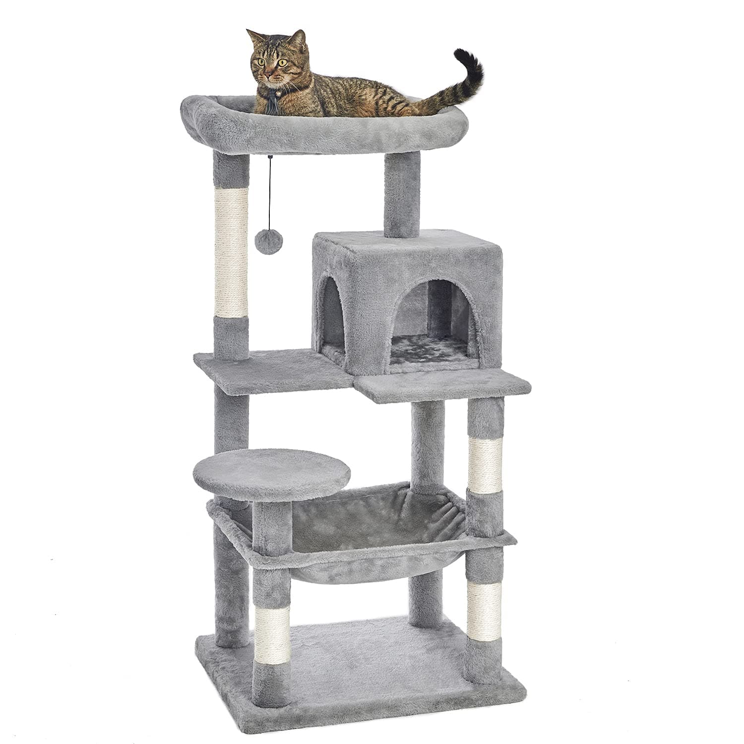 Catinsider Multi-Level Cat Tree with Sisal Scratching and Plush Perches Light Gray