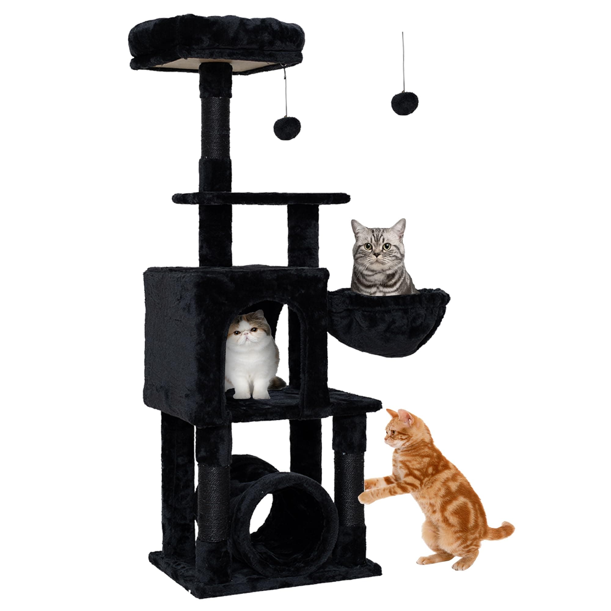 Gothic 49-Inch Cat Tree with 3 Scratching Posts & Tunnel for Indoor Cats
