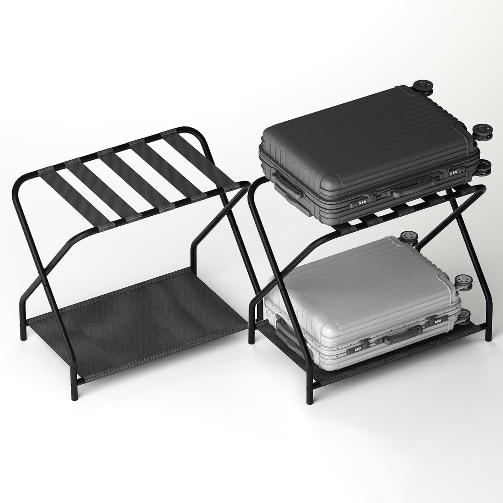 PILLAGER 2 Pack Foldable Metal Luggage Rack- Black