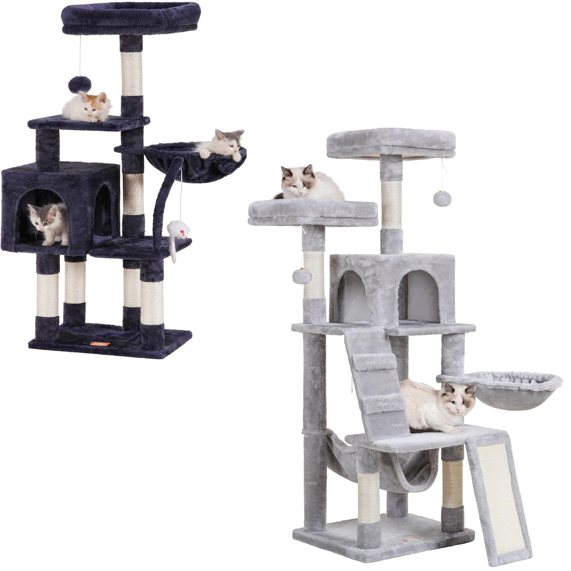 Heybly Cat Tree with Toy: Cozy Indoor Condo for Cats with Plush Perch and Sisal Scratching Posts