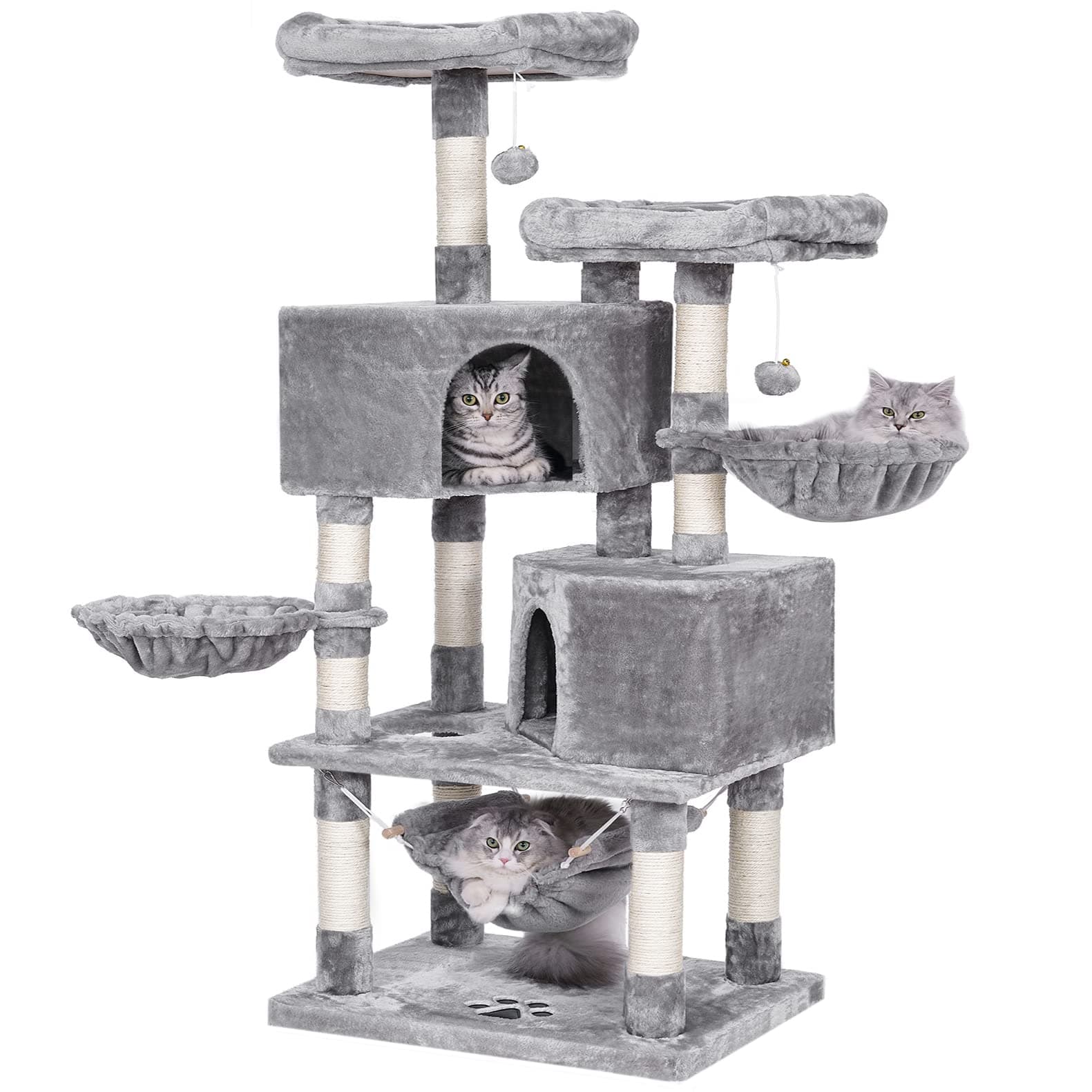 BEWISHOME Multi-Level Indoor Cat Tree with Sisal Posts & Houses MMJ05G