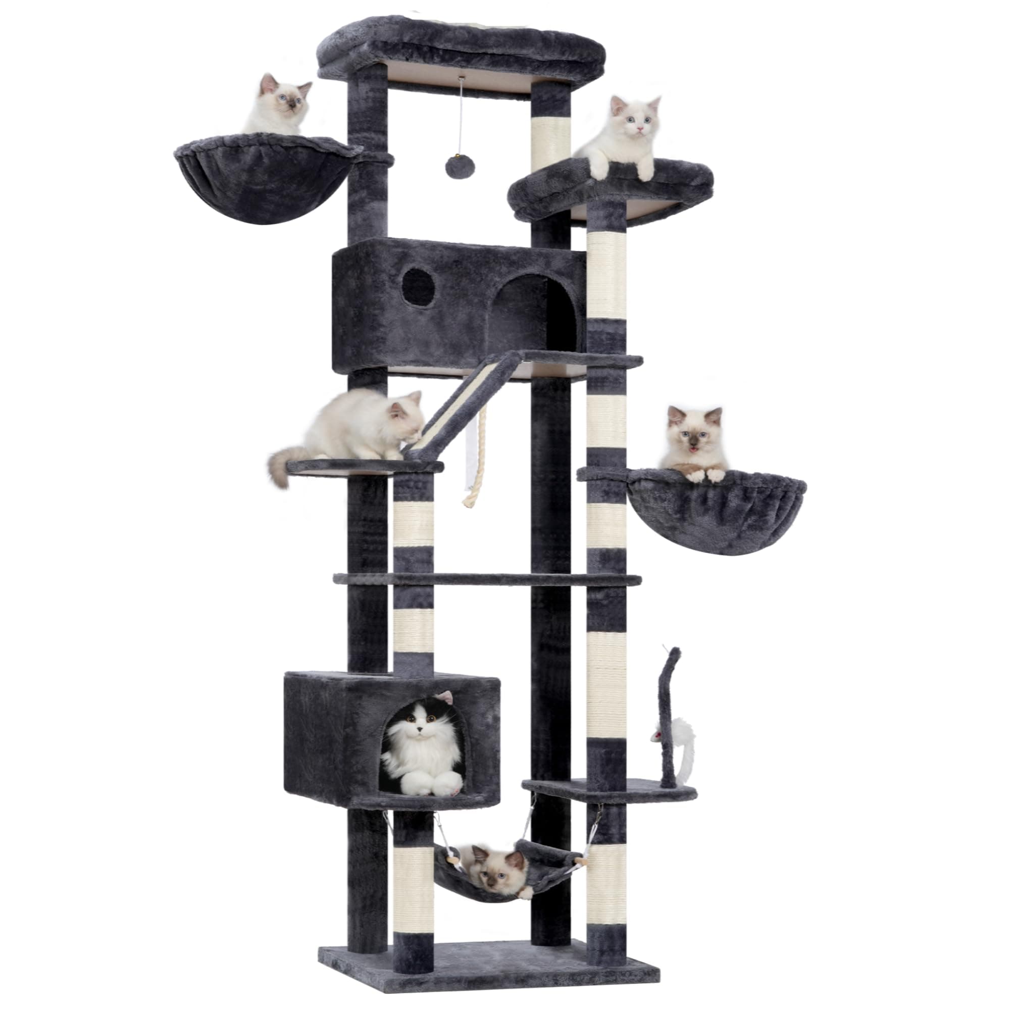 Tall Cat Tree for Large Cats, 200cm Tower with Hammock & Scratching Post GCT031G