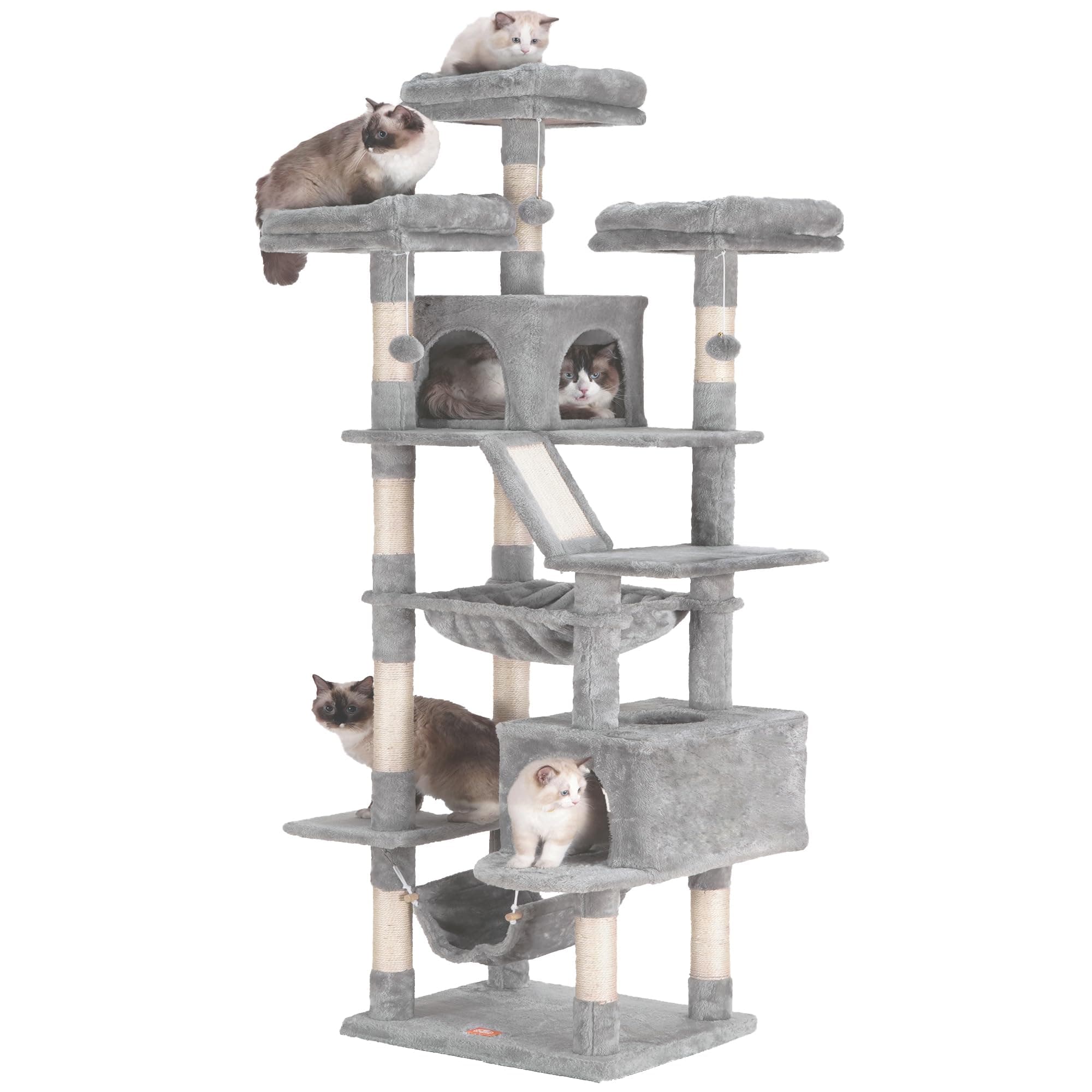 Large Cat Tree Tower for Indoor Cats, 73 inches Tall, Heavy Duty