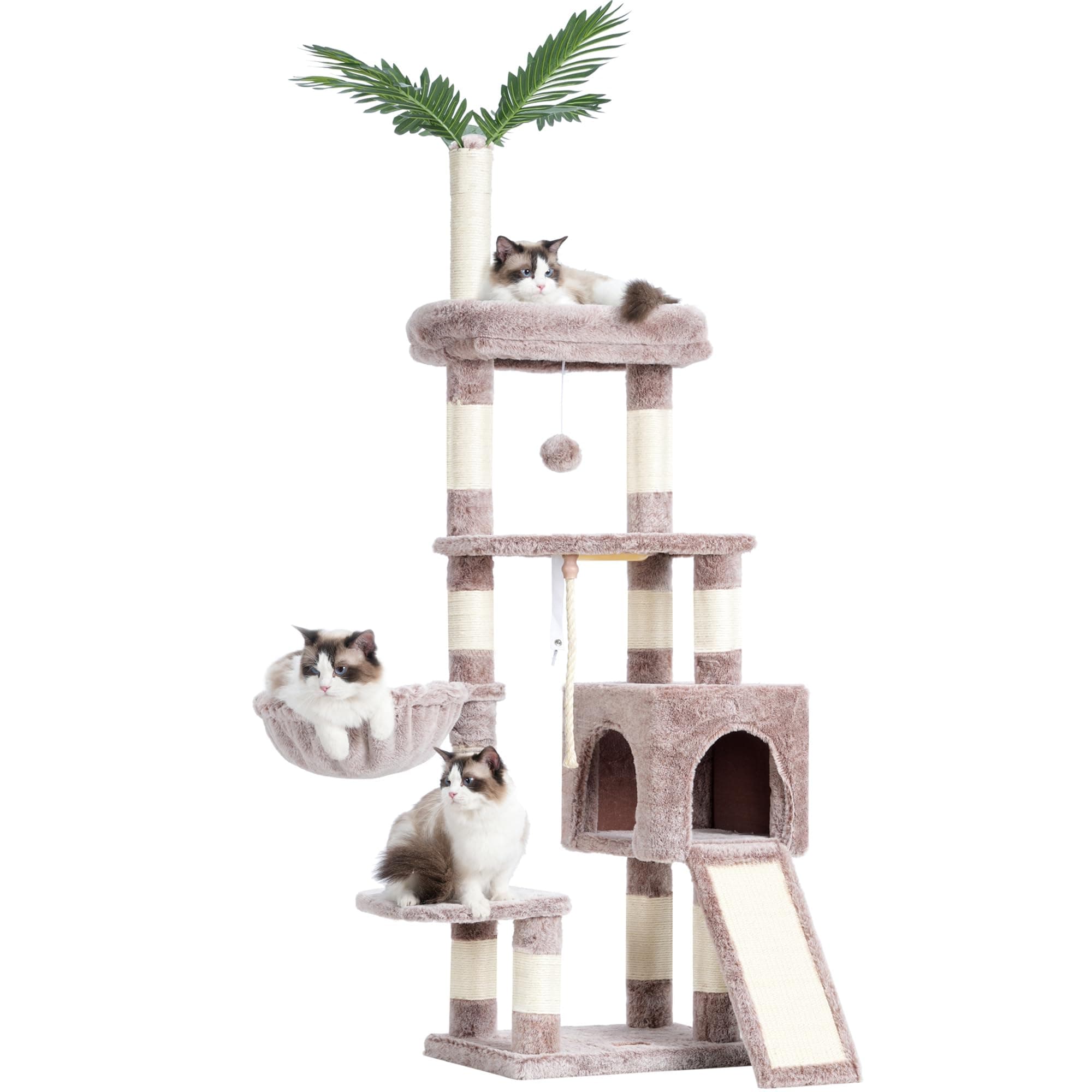 Modern Cat Tree with Multi-Level Perches and Scratching Posts, 65.4 inches - For Indoor Cats