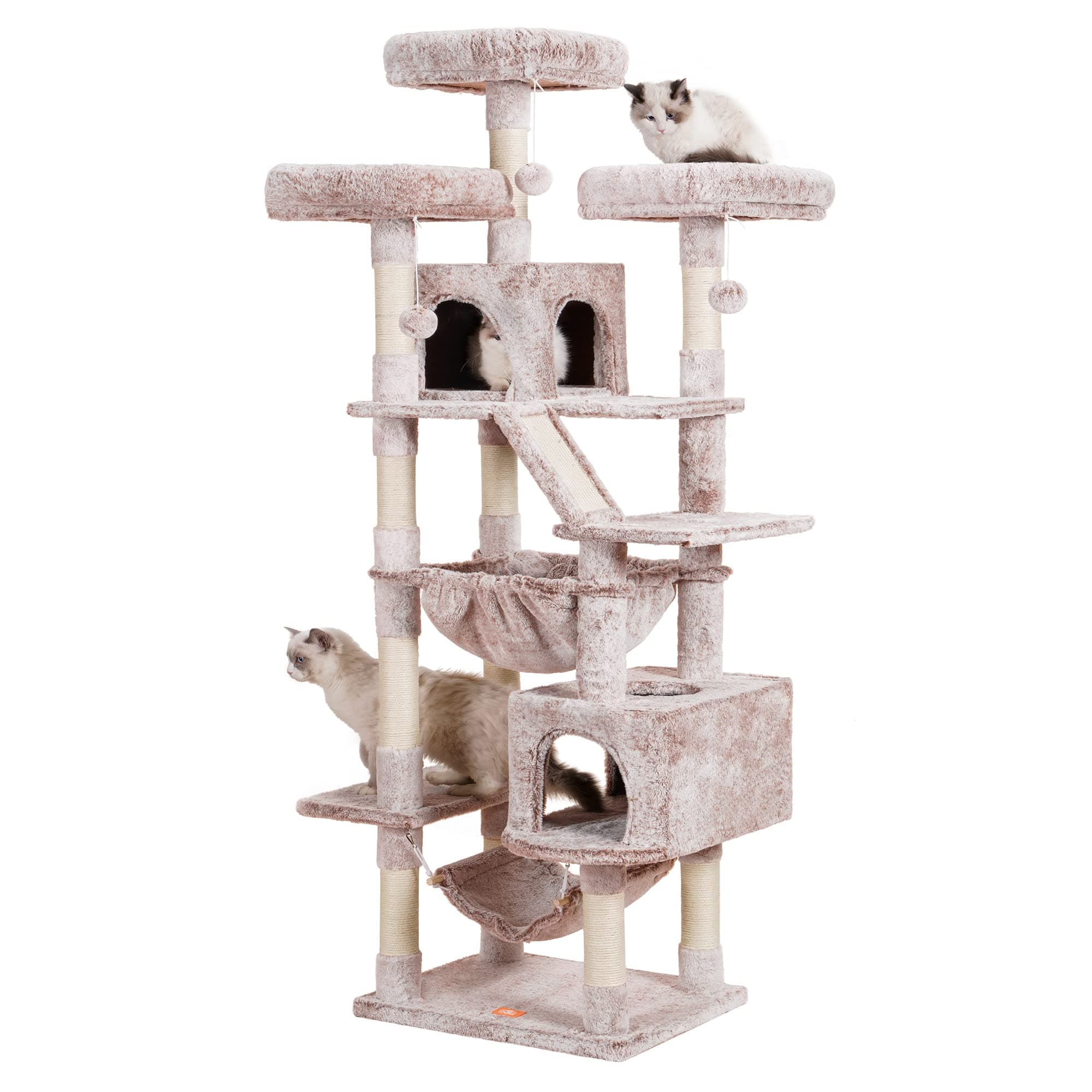 Large Cats Cat Tree, 73 Tall Heavy Duty Cat Tower with Padded Perch, Cozy Basket and Scratching Posts