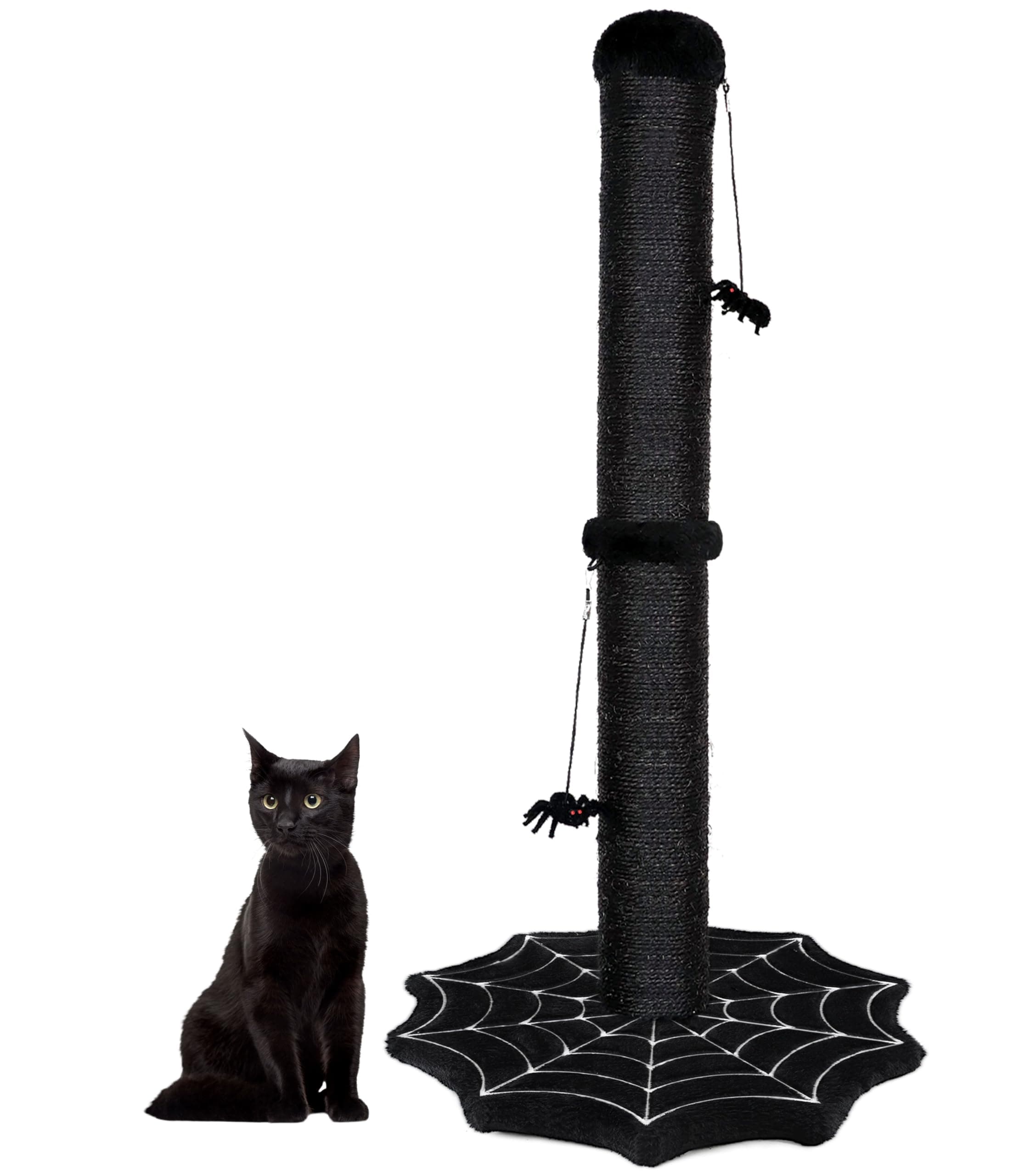 Halloween Goth Cat Scratching Post with Spider Toys