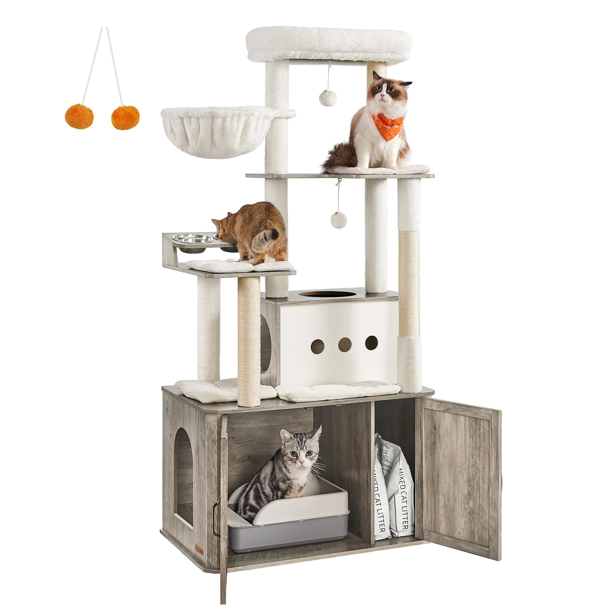 Feandrea Cat Tree with Litter Box Enclosure for Large Cats