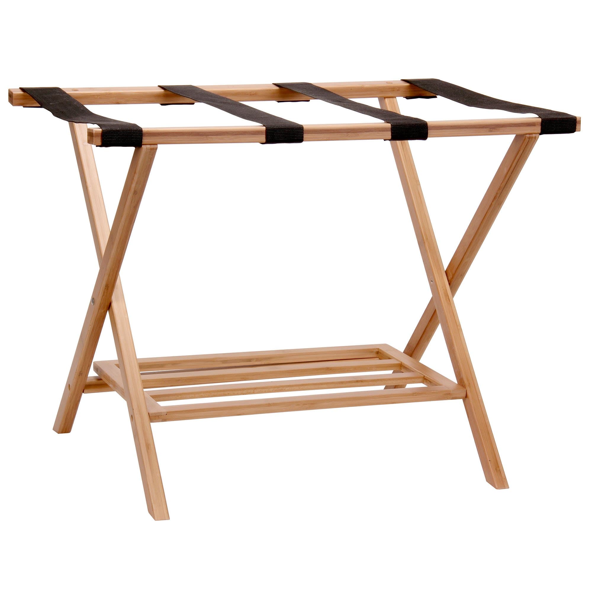 Bamboo Framed Luggage Rack with Storage | Fully Assembled