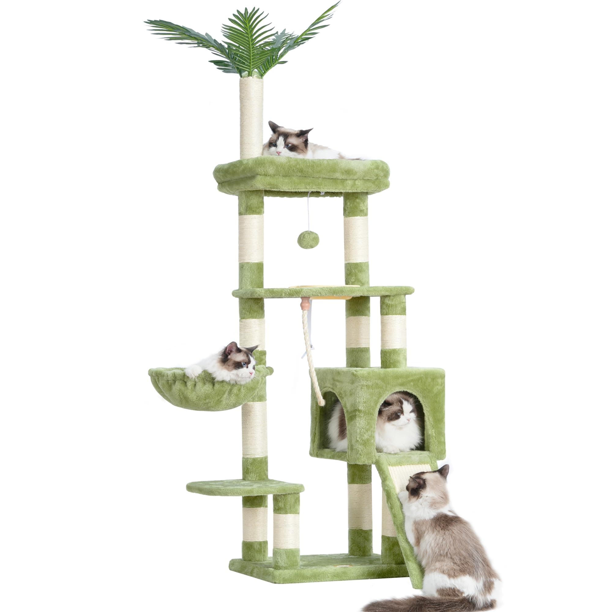 Modern 65-inch Cat Tree for Indoor Cats with Multi-Level Platforms and Scratching Posts