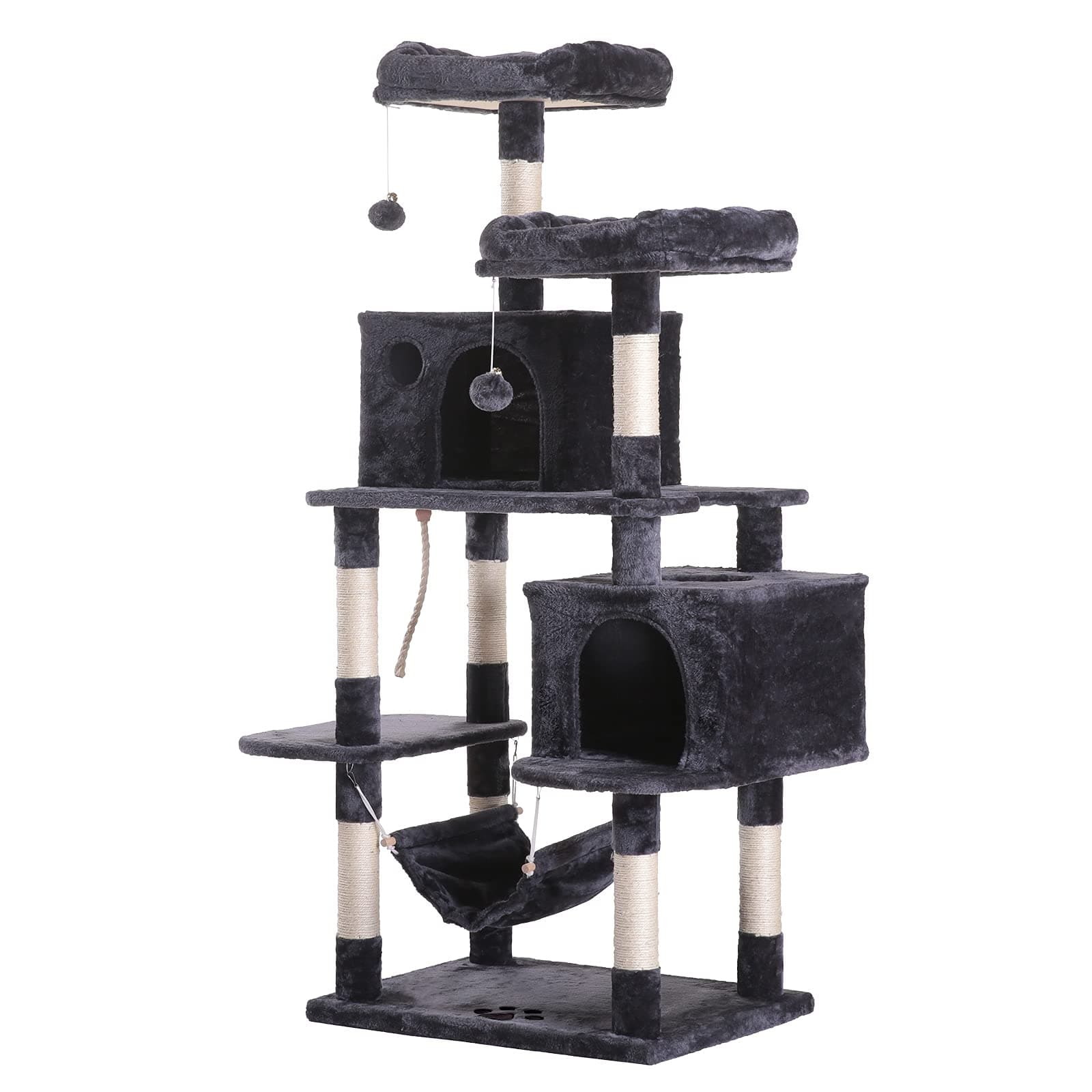 Hey-Brother Smoky Gray Multi-Level Cat Tree with Sisal Scratching Posts MPJ020G