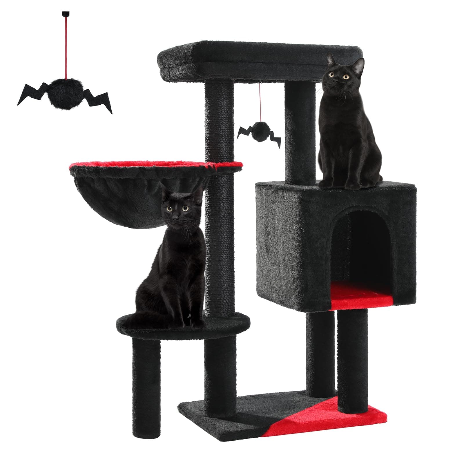 Spooky Gothic Cat Tower with Large Coffin Bed & Scratching Post