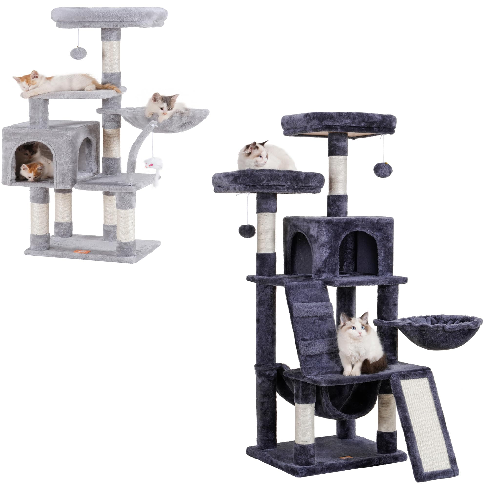 Heybly Cat Tree for Indoor Cats: Condo with Toy, Plush Perch, Cozy Hammock, and Sisal Scratching Posts