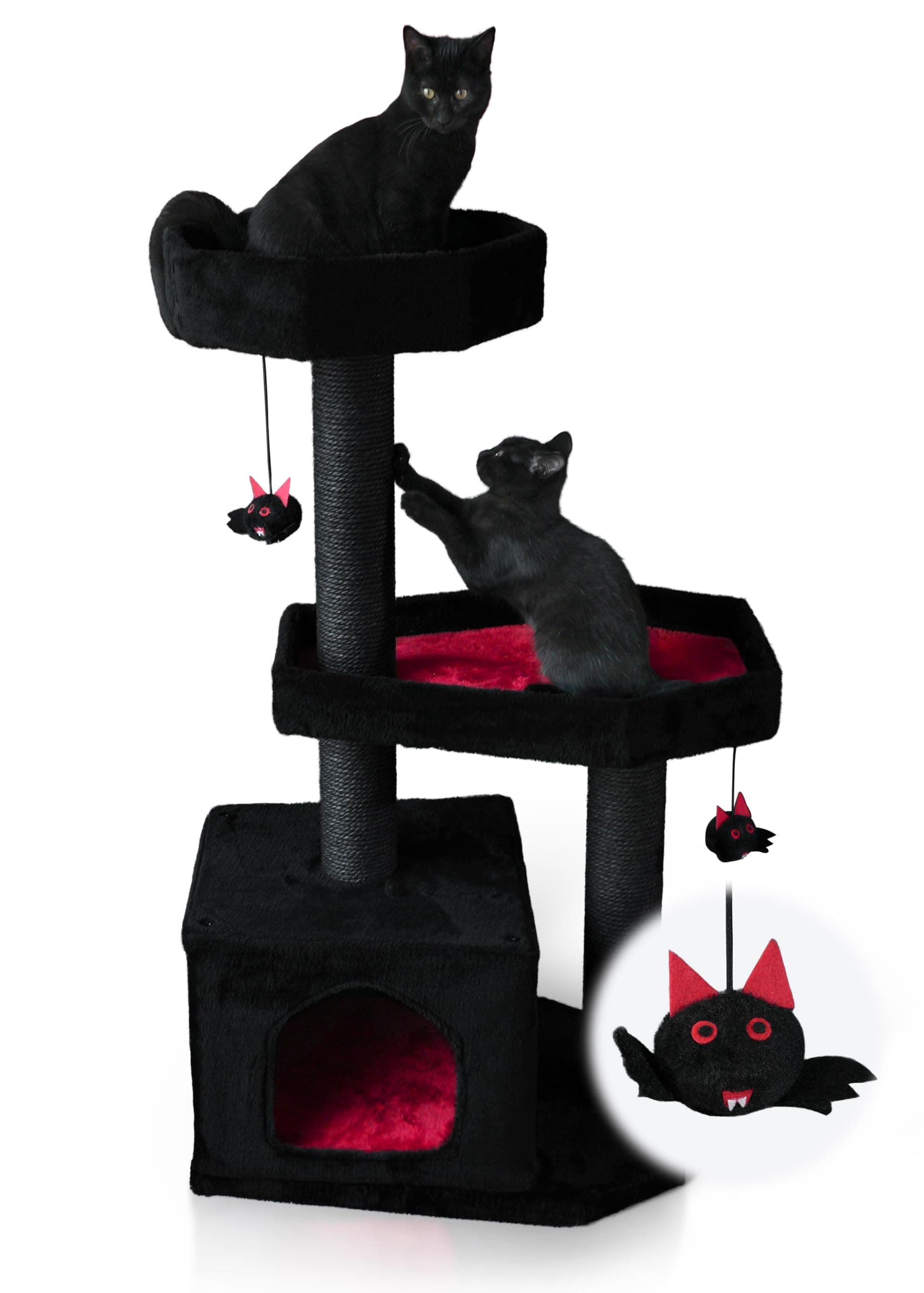 Gothic Spooky Cat Tree with Coffin Bed & Scratching Post
