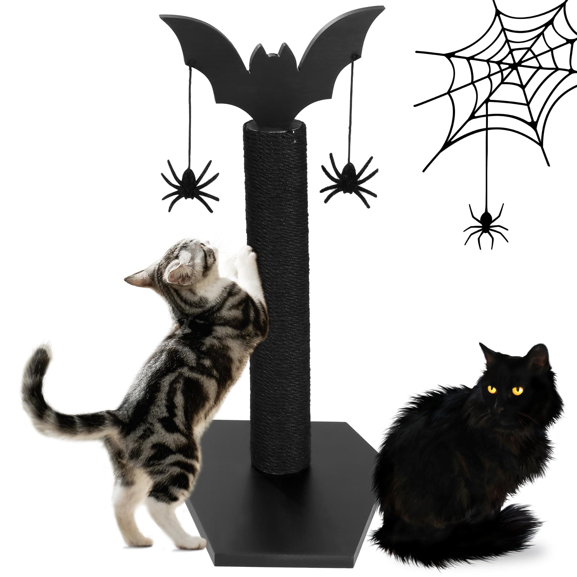 ROYALAY Black Halloween Cat Scratcher with Dangling Toys