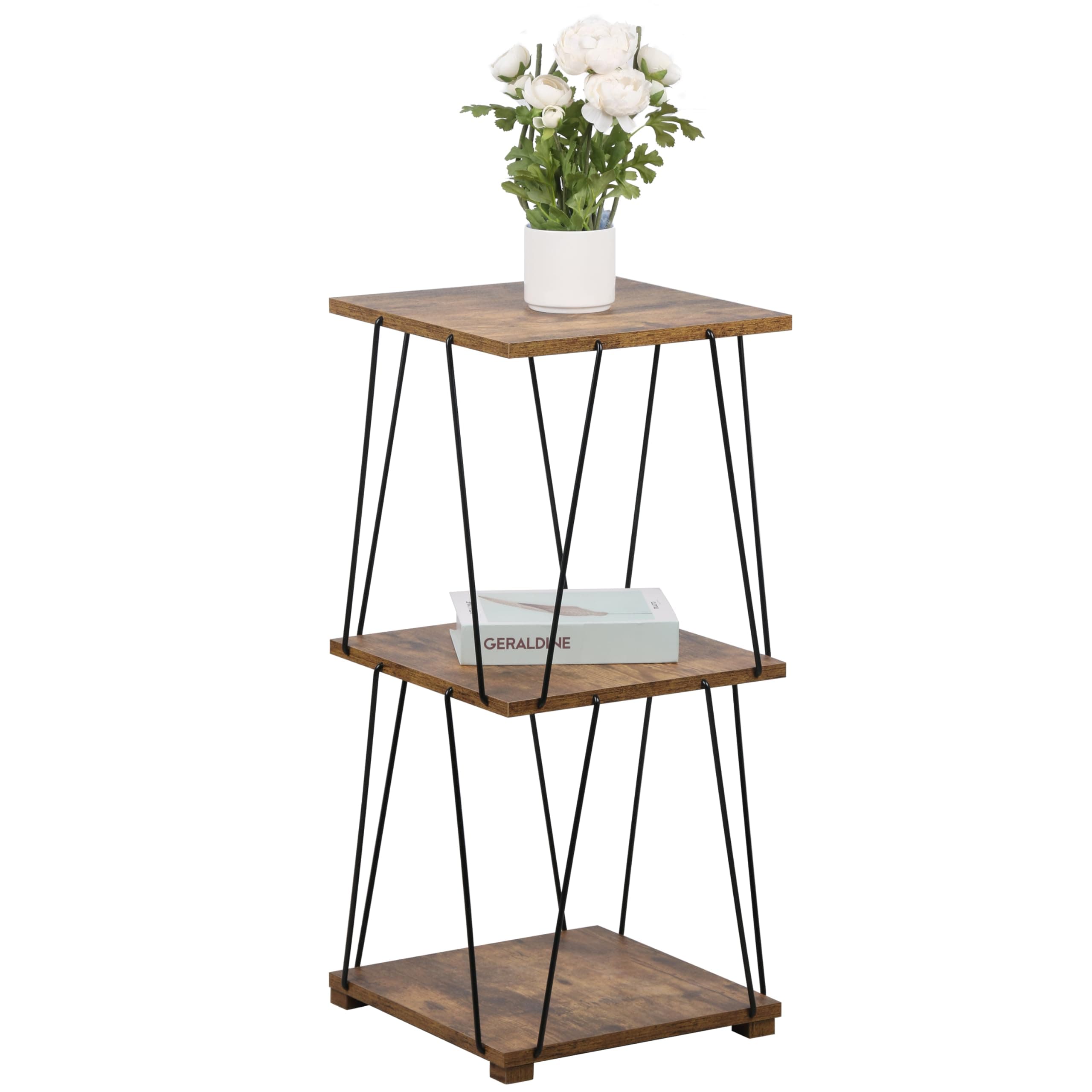 LOFTEY 28 Inch Industrial Brown Small End Table for Living Room