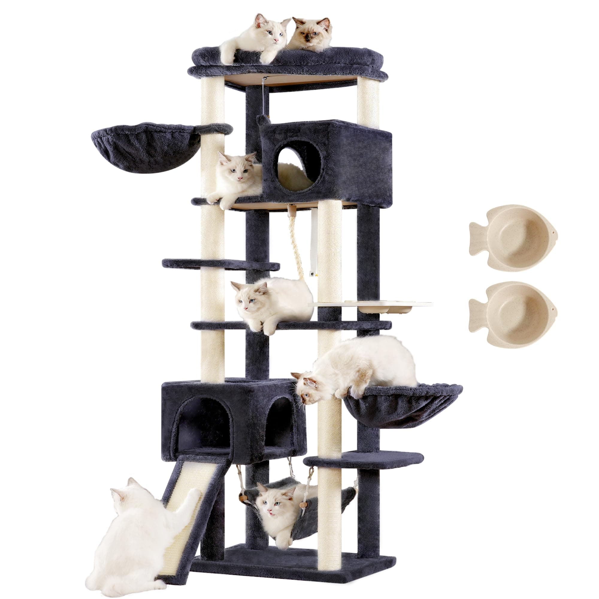 Smoky Gray MPJ036G Hey-brother 70.8" Multi-Level Cat Tree Tower
