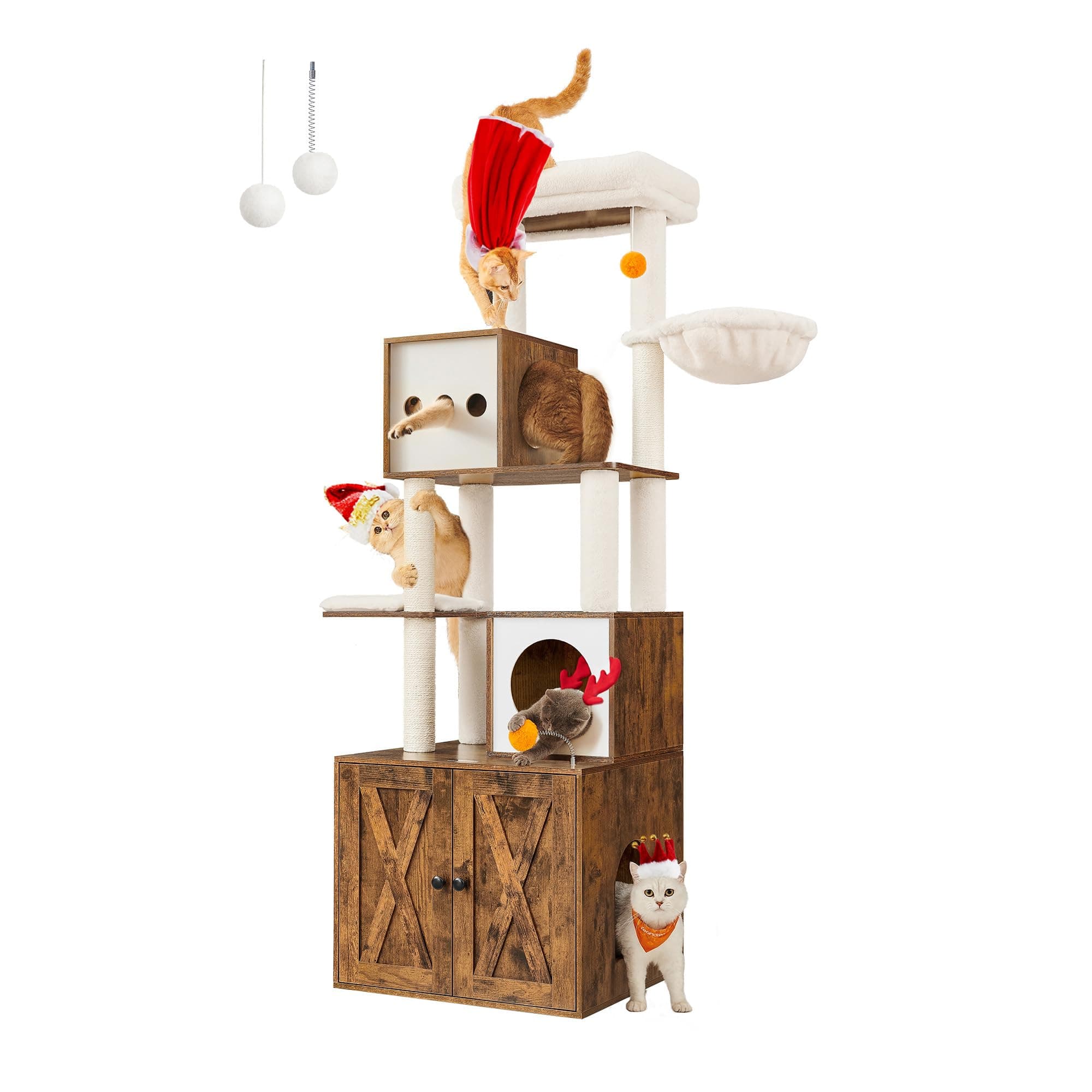 Feandrea 2-in-1 Cat Tree with Litter Box Enclosure for Modern Cat Owners