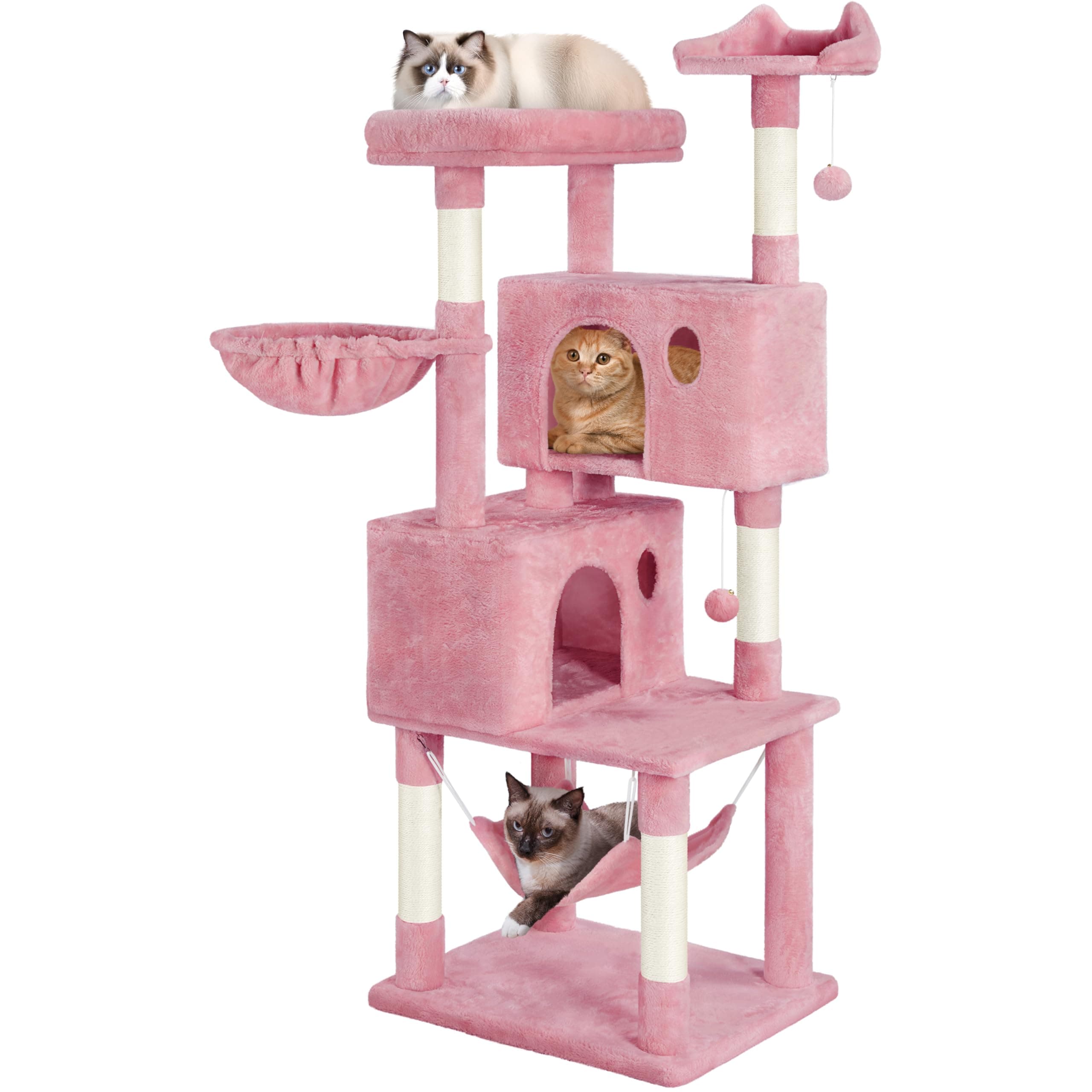 Yaheetech Large Cat Tower with Condos for Medium Cats Pink