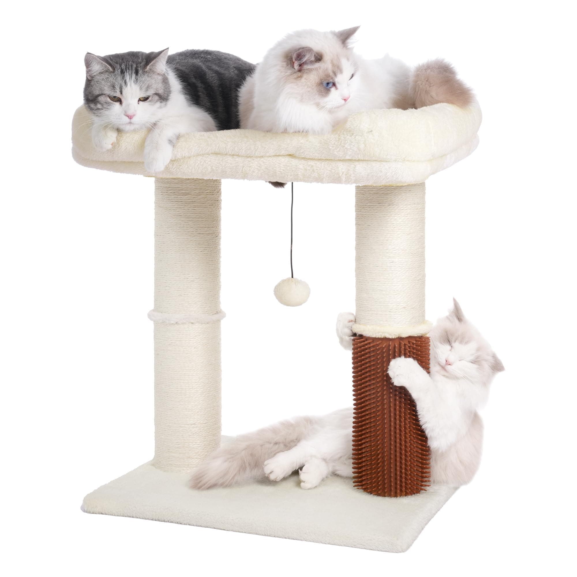 Large Cat Tree Tower with Scratch Post & Groomer - Beige